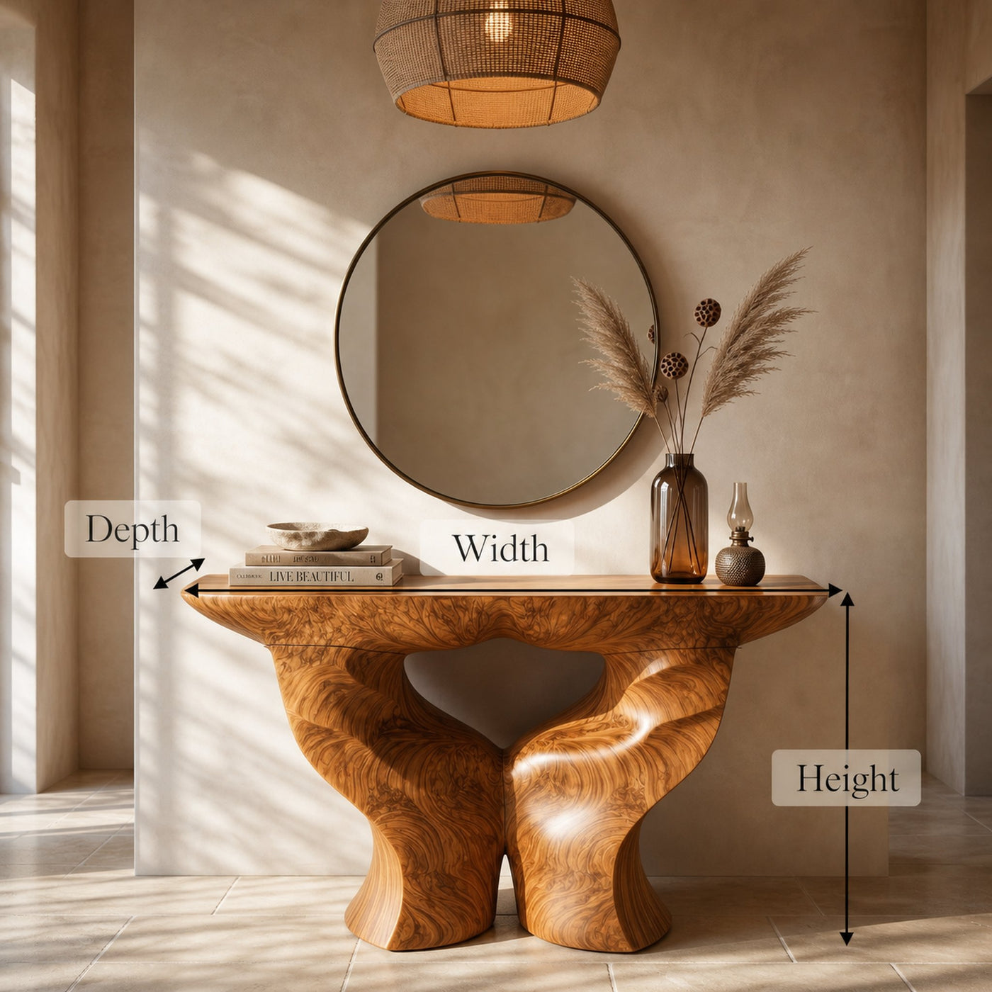 Organic Console Table With Artistic Nature Inspired Design For Living Room - product view 8
