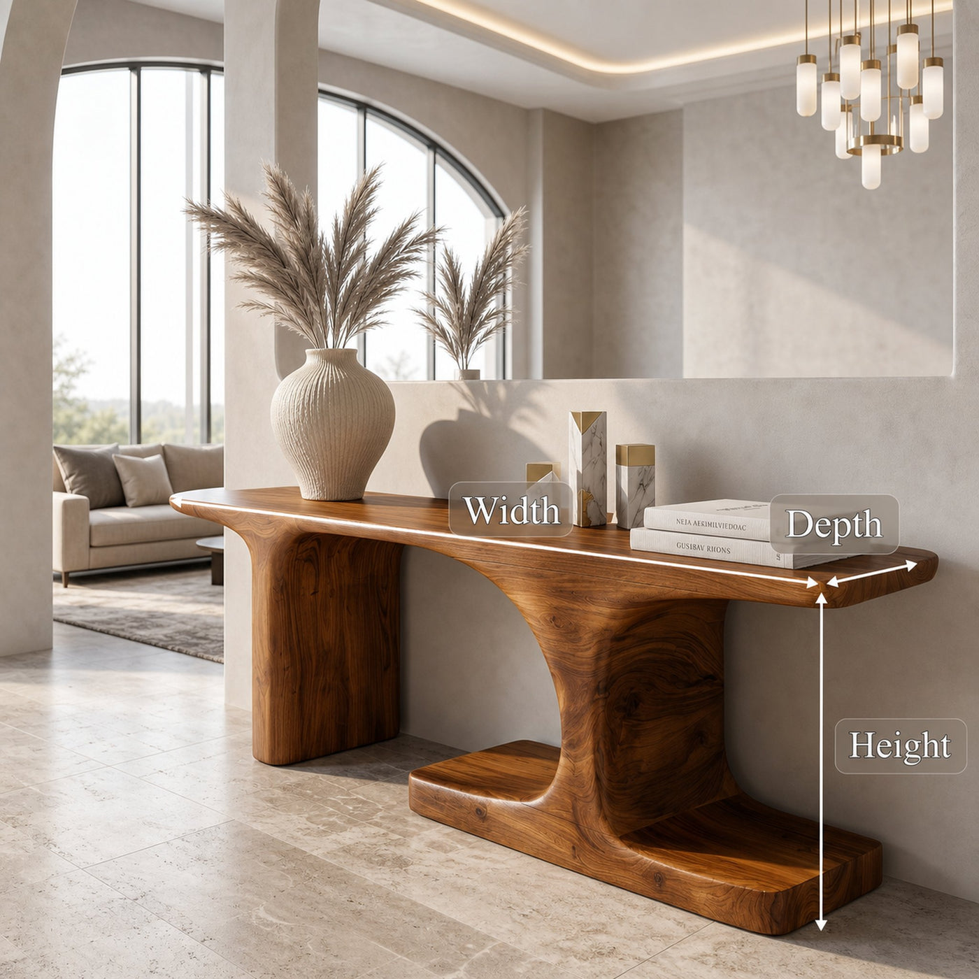 Organic Console Table With Sculptural Arched Form For Entryway - product view 8