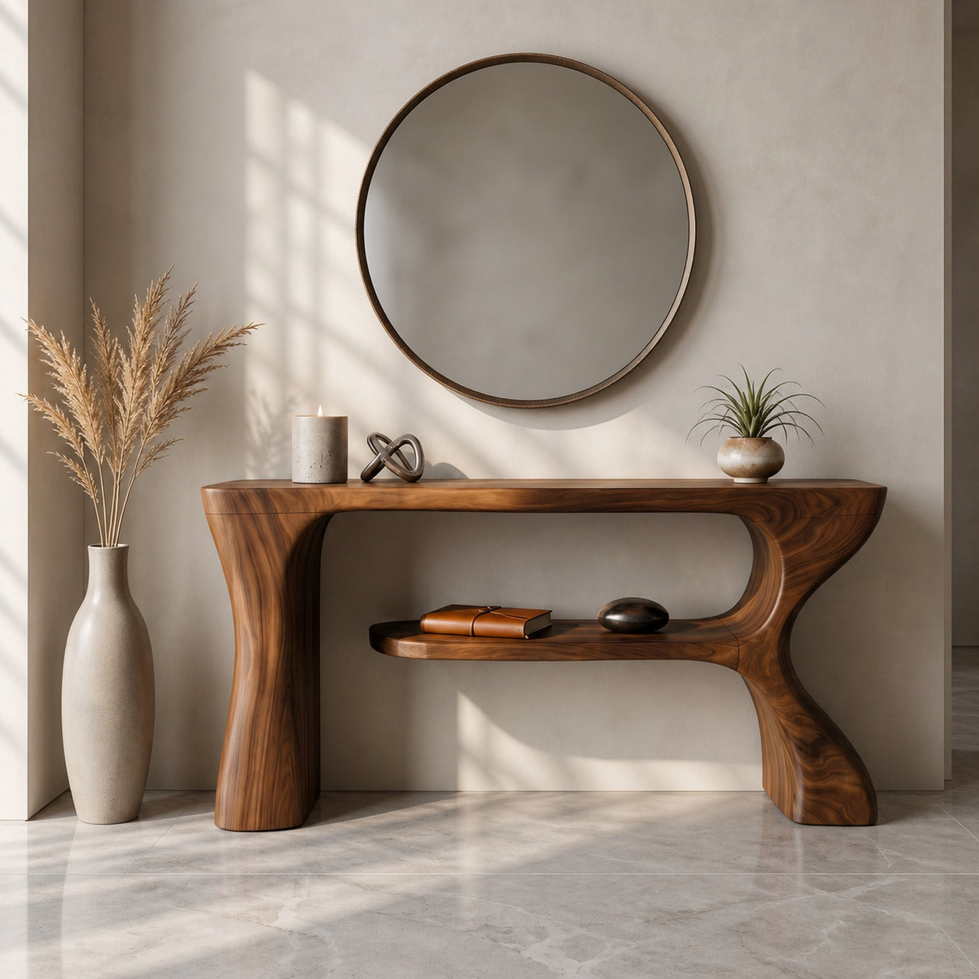 Organic Console Table With Sculptural Curved Form For Entryway - product view 6