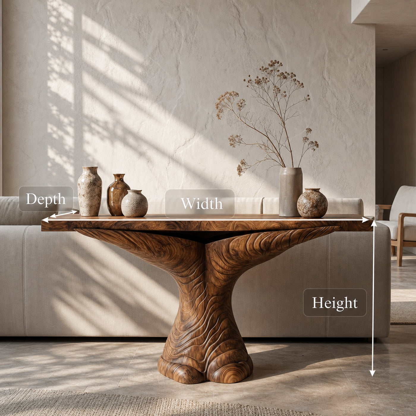 Organic Console Table With Sculptural Ribbon Form For Entryway - product view 8