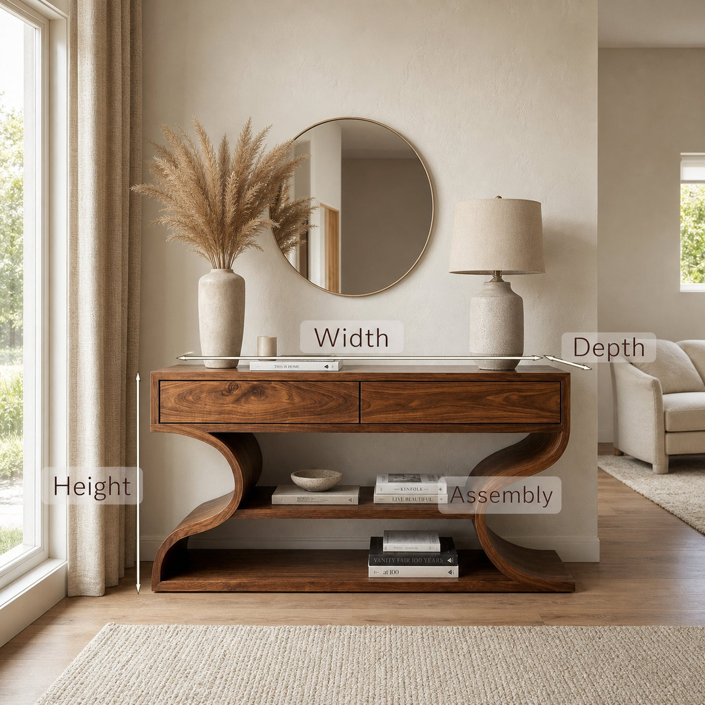 Organic Console Table With Two Curved Sides For Living Room - product view 8