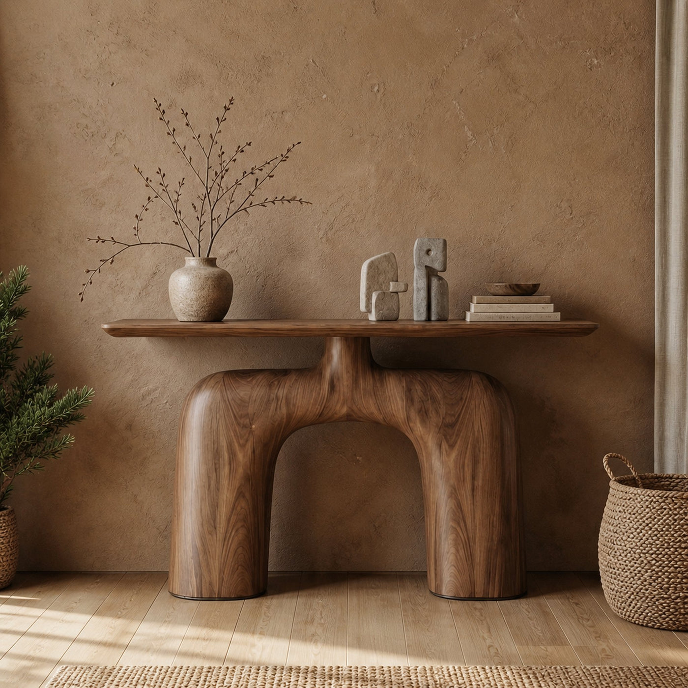 Organic Console Table Wooden Living Room