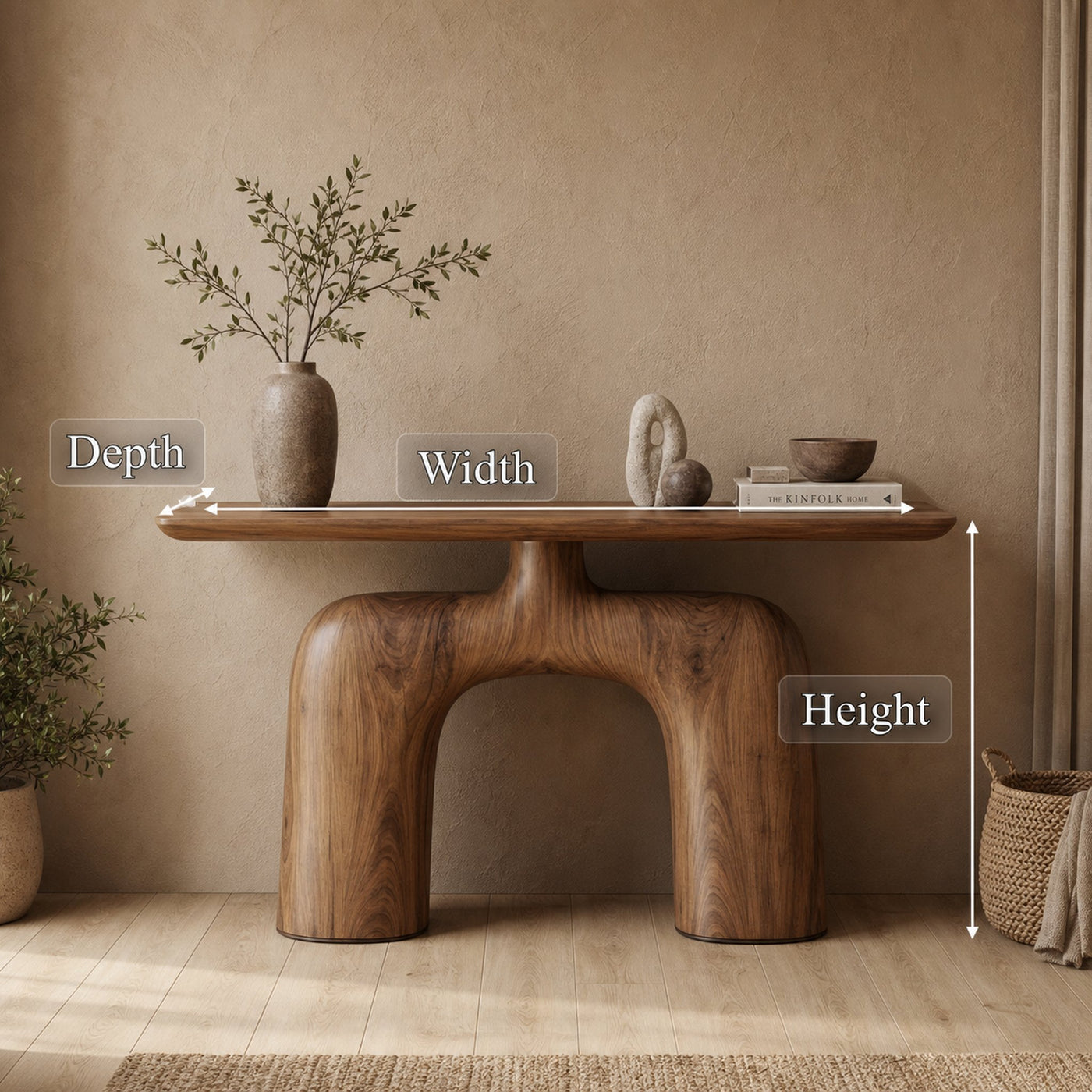 Organic Console Table Wooden Living Room - product view 6
