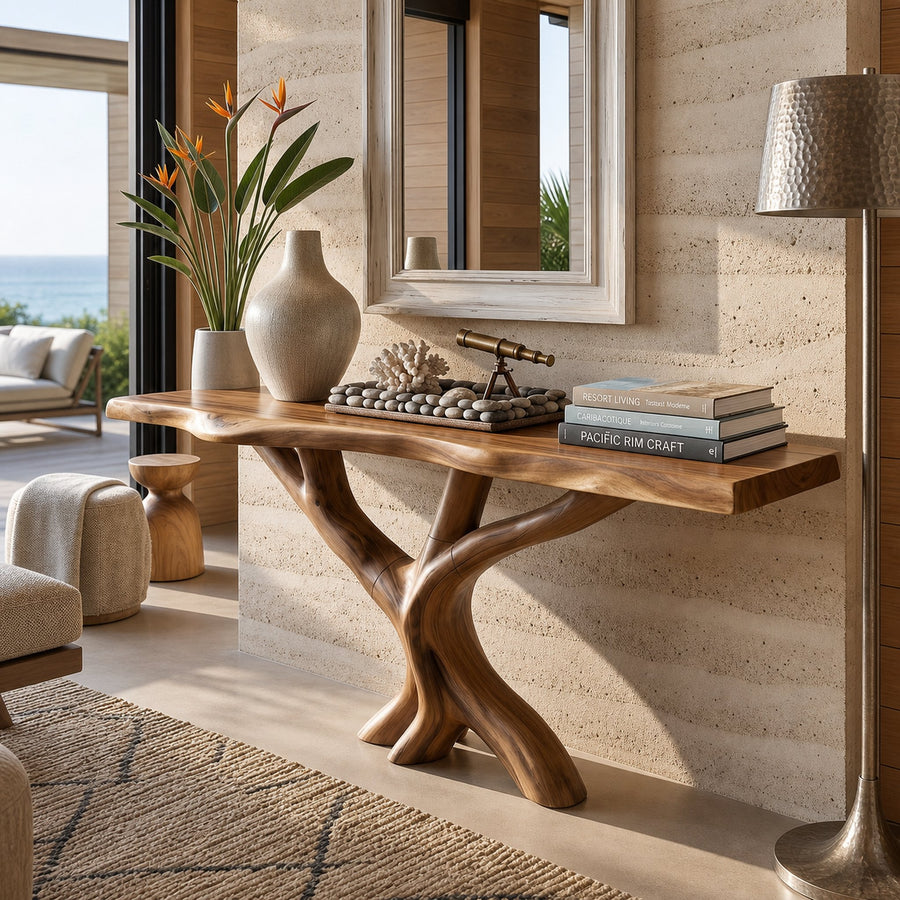 Organic Coral Base Console Table Luxury Beach House