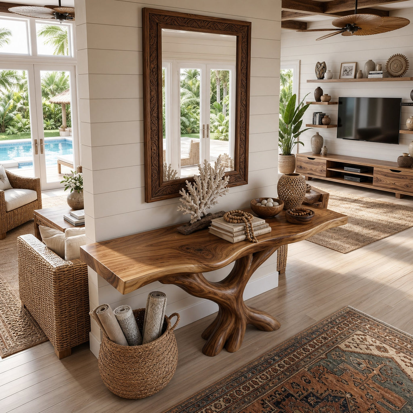 Organic Coral Base Console Table Luxury Beach House - product view 2