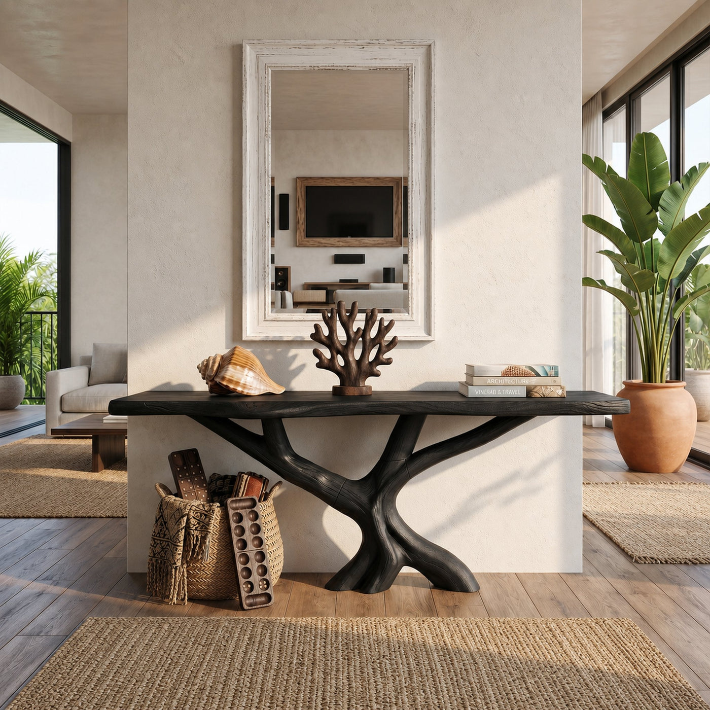 Organic Coral Base Console Table Luxury Beach House - product view 4