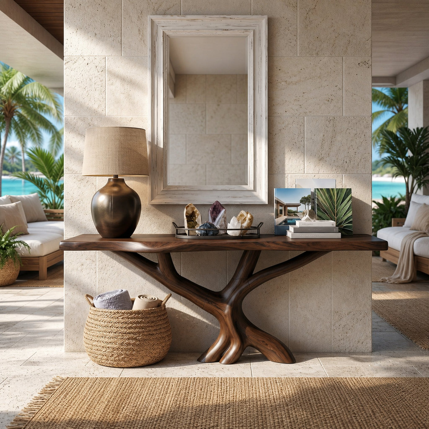 Organic Coral Base Console Table Luxury Beach House - product view 7