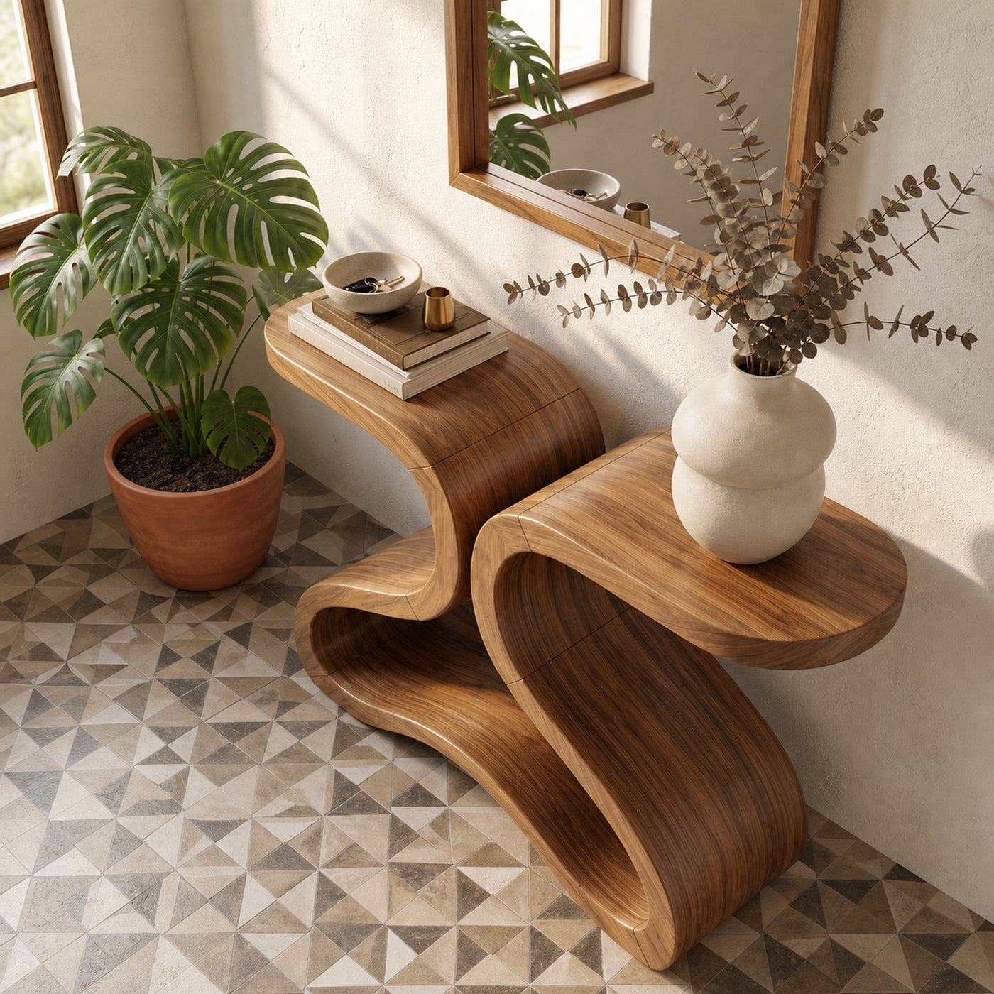 Organic Curved Console Table For Entryway And Living Room - product view 2
