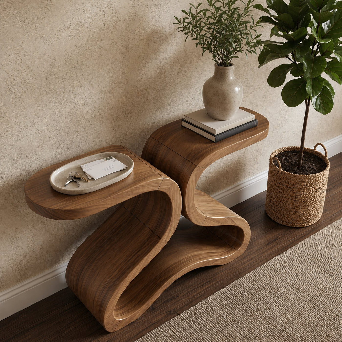 Organic Curved Console Table For Entryway And Living Room - product view 3