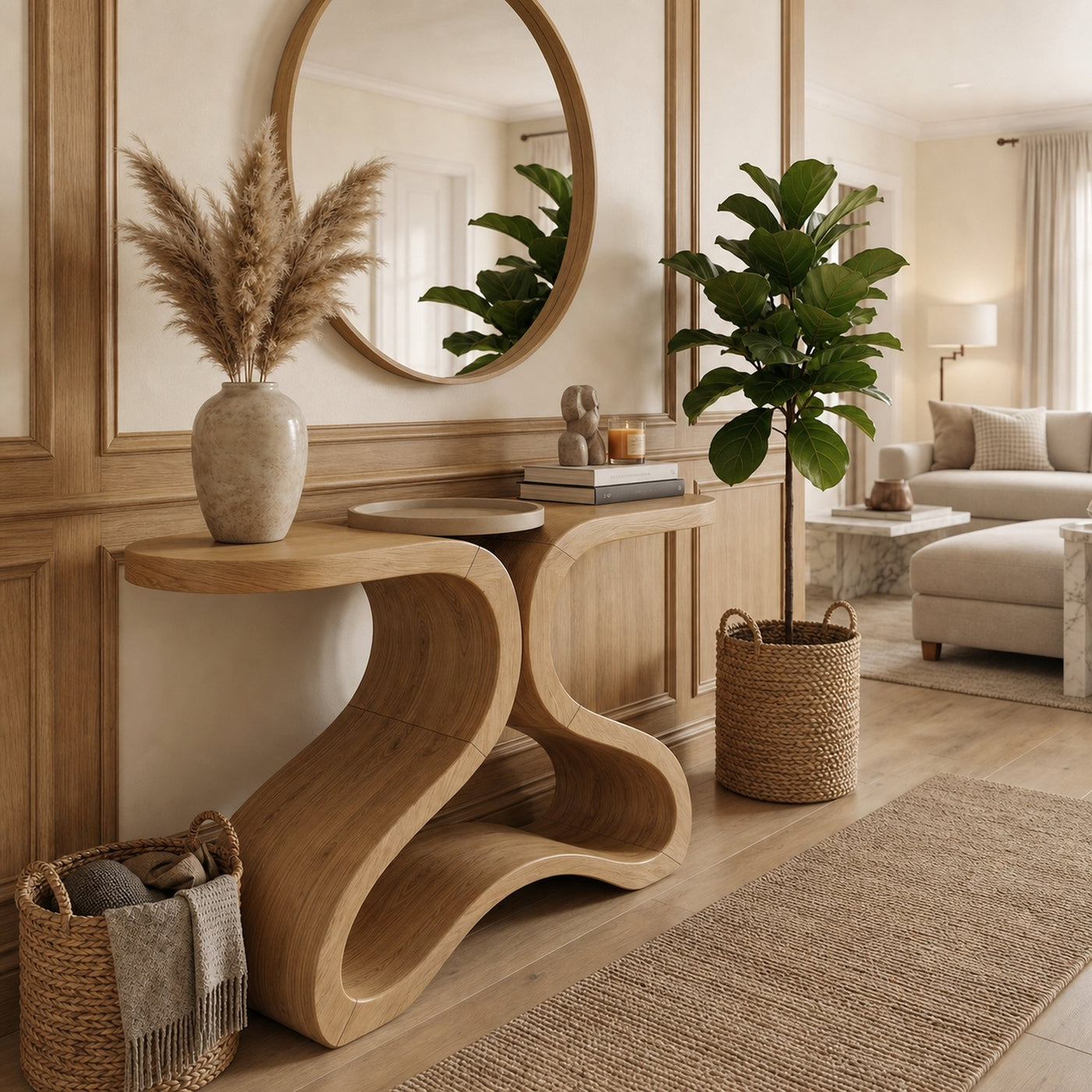 Organic Curved Console Table For Entryway And Living Room - product view 5