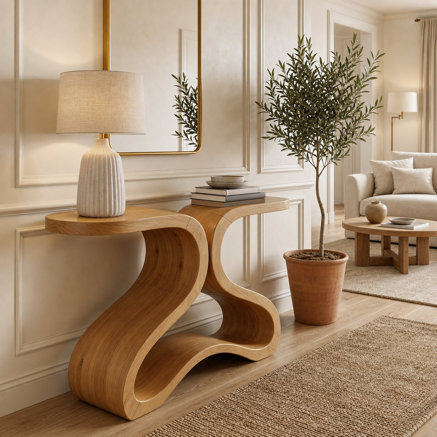 Organic Curved Console Table For Entryway And Living Room - product view 6