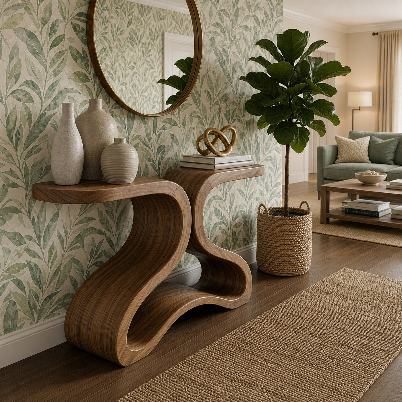 Organic Curved Console Table For Entryway And Living Room - product view 7