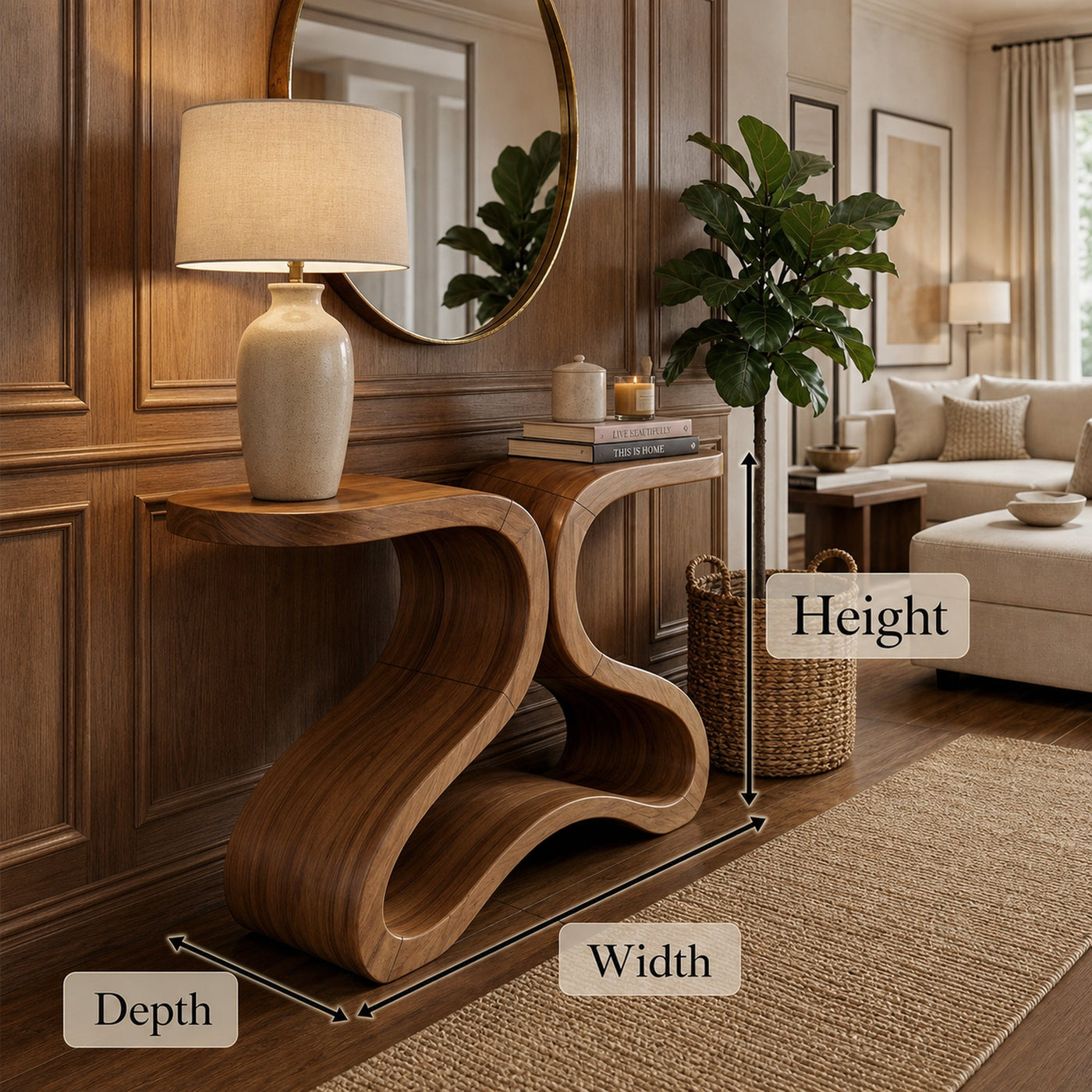 Organic Curved Console Table For Entryway And Living Room - product view 8