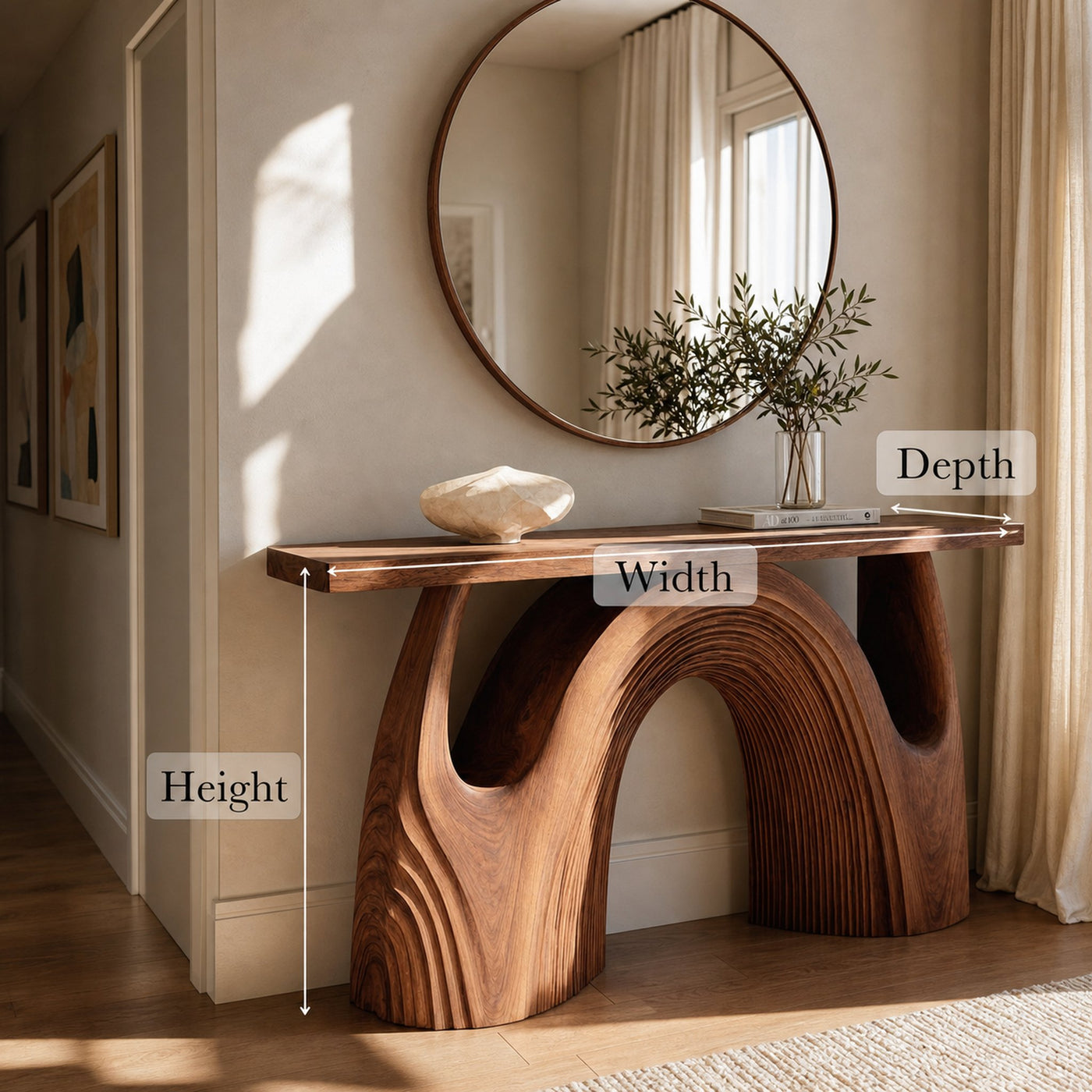 Organic Double Arch Console Table Sofa Back Living Room - product view 6