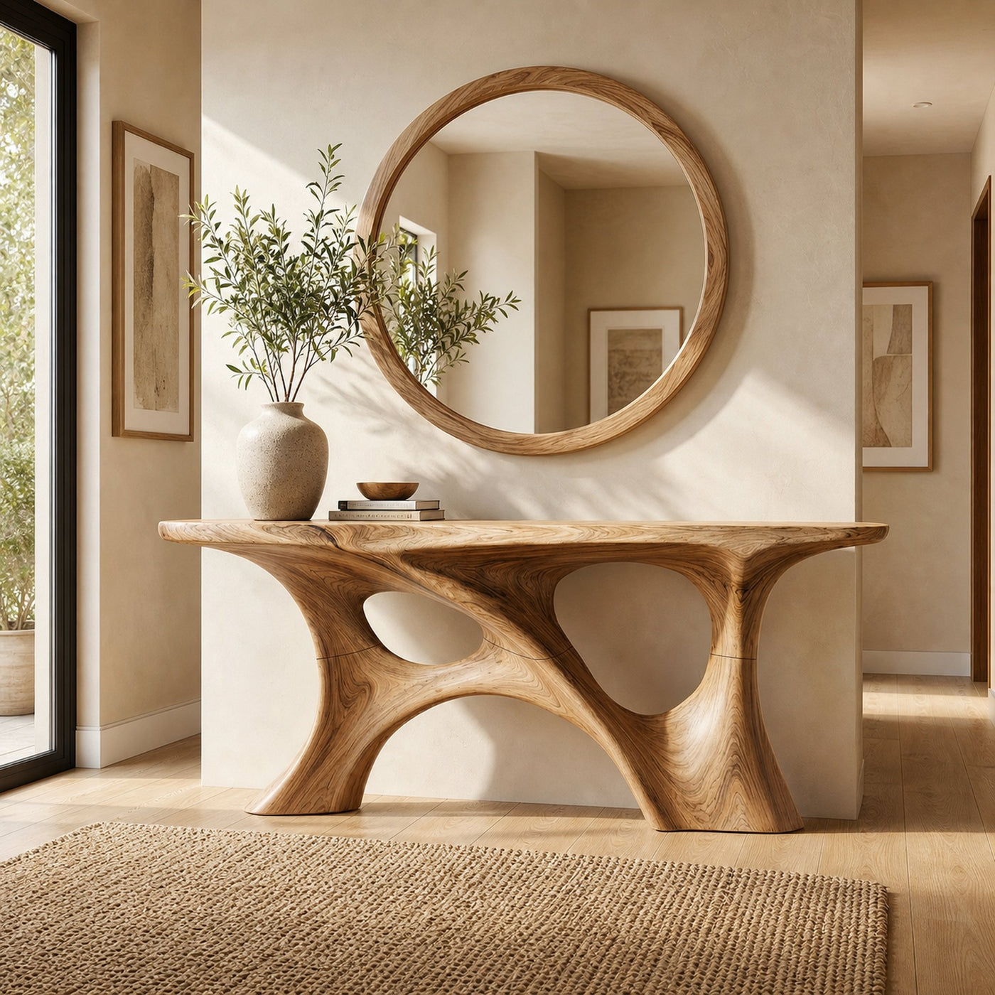 Organic Double Void Console Table Entryway Hallway Living Room