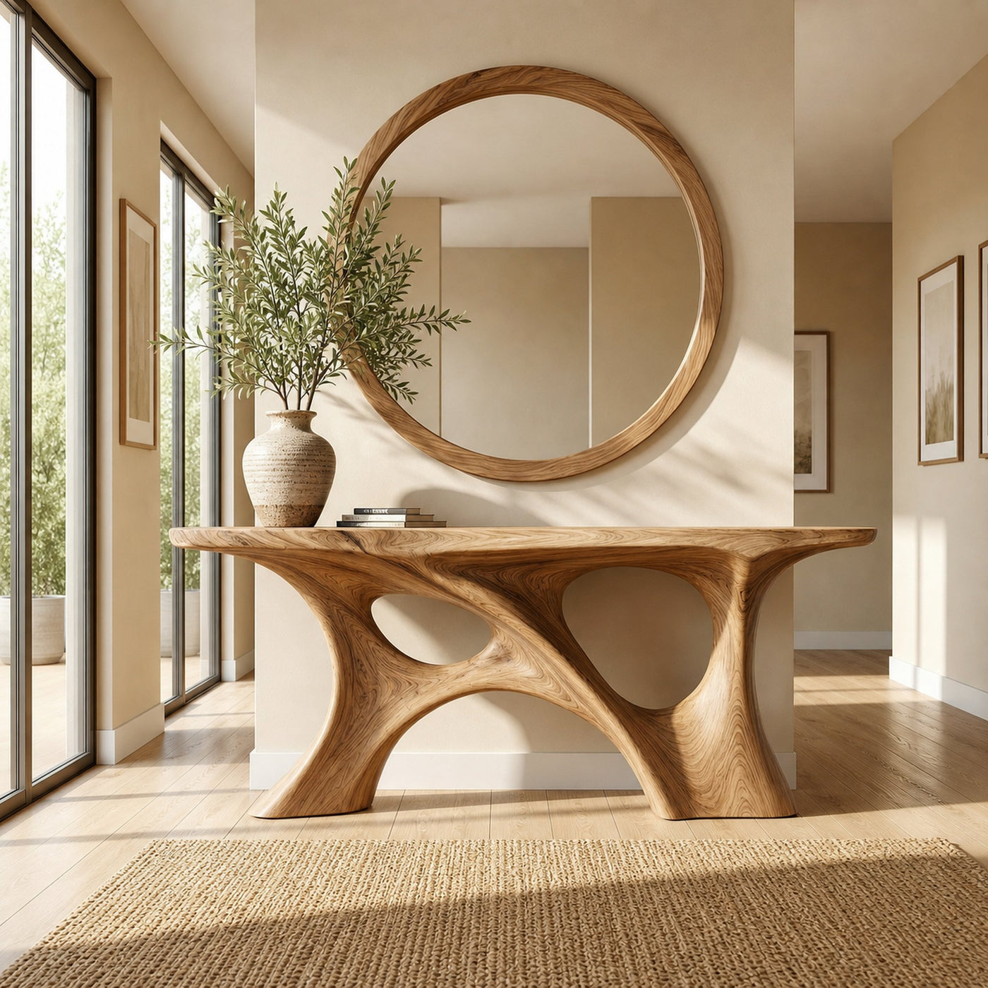 Organic Double Void Console Table Entryway Hallway Living Room - product view 2