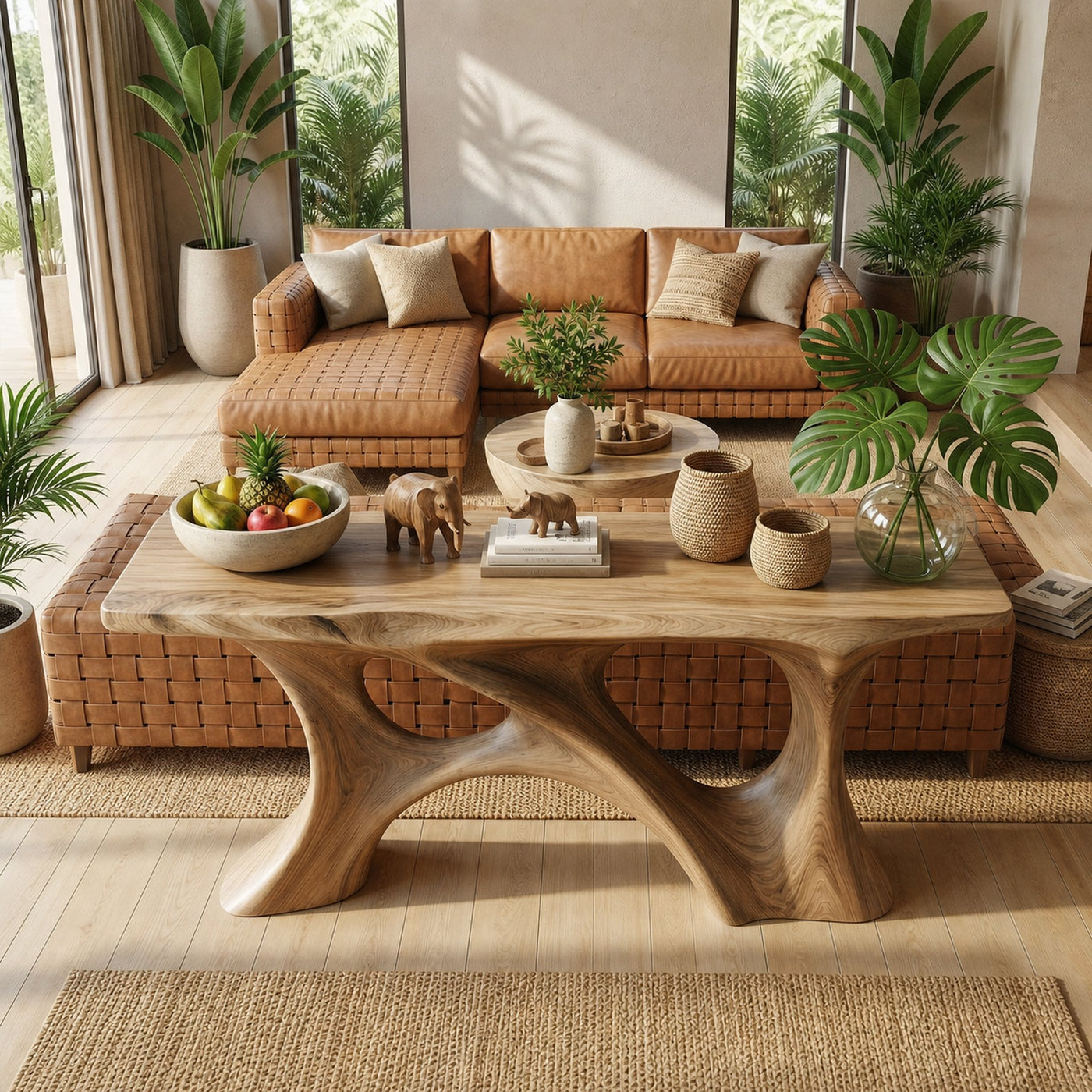 Organic Double Void Console Table Entryway Hallway Living Room - product view 3