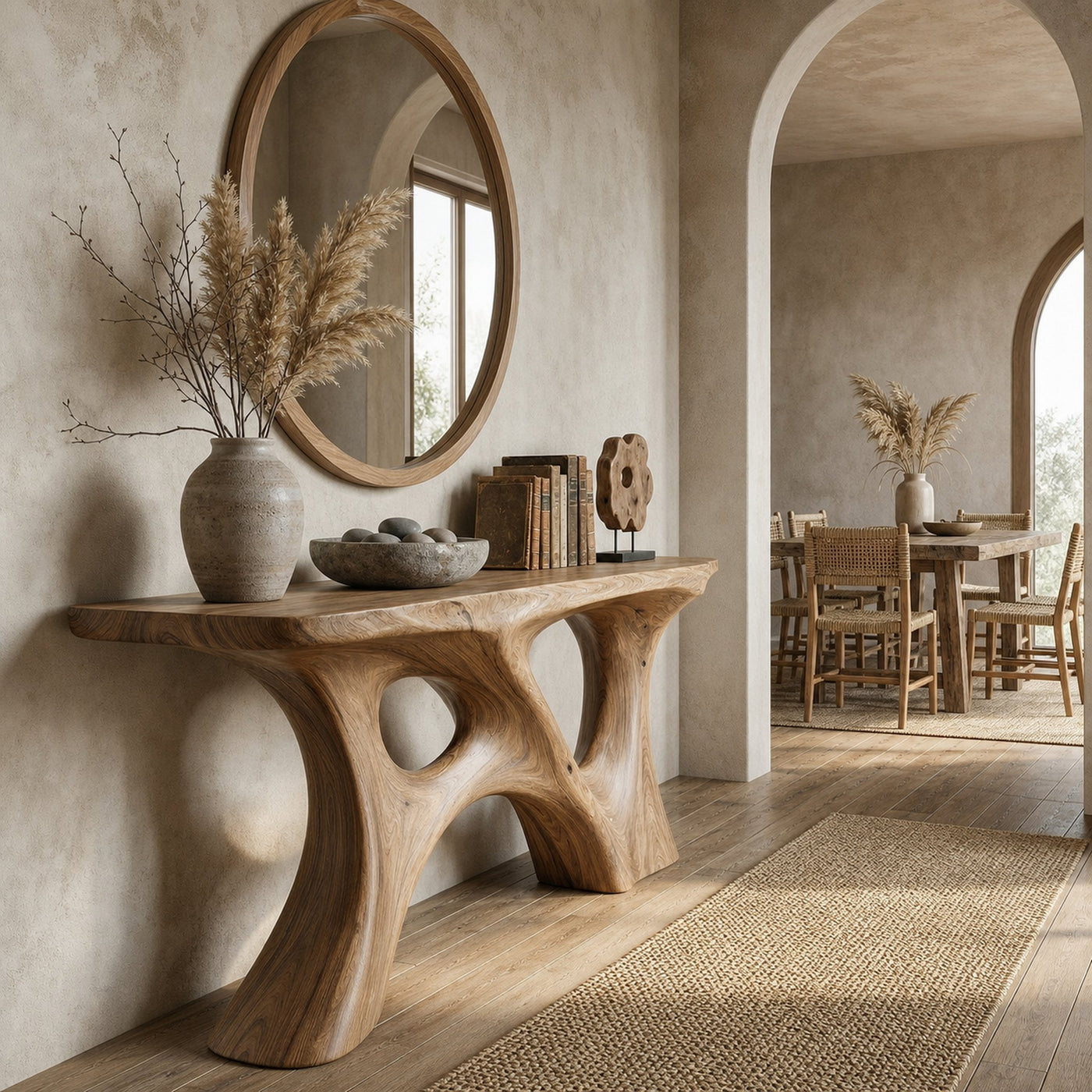Organic Double Void Console Table Entryway Hallway Living Room - product view 4