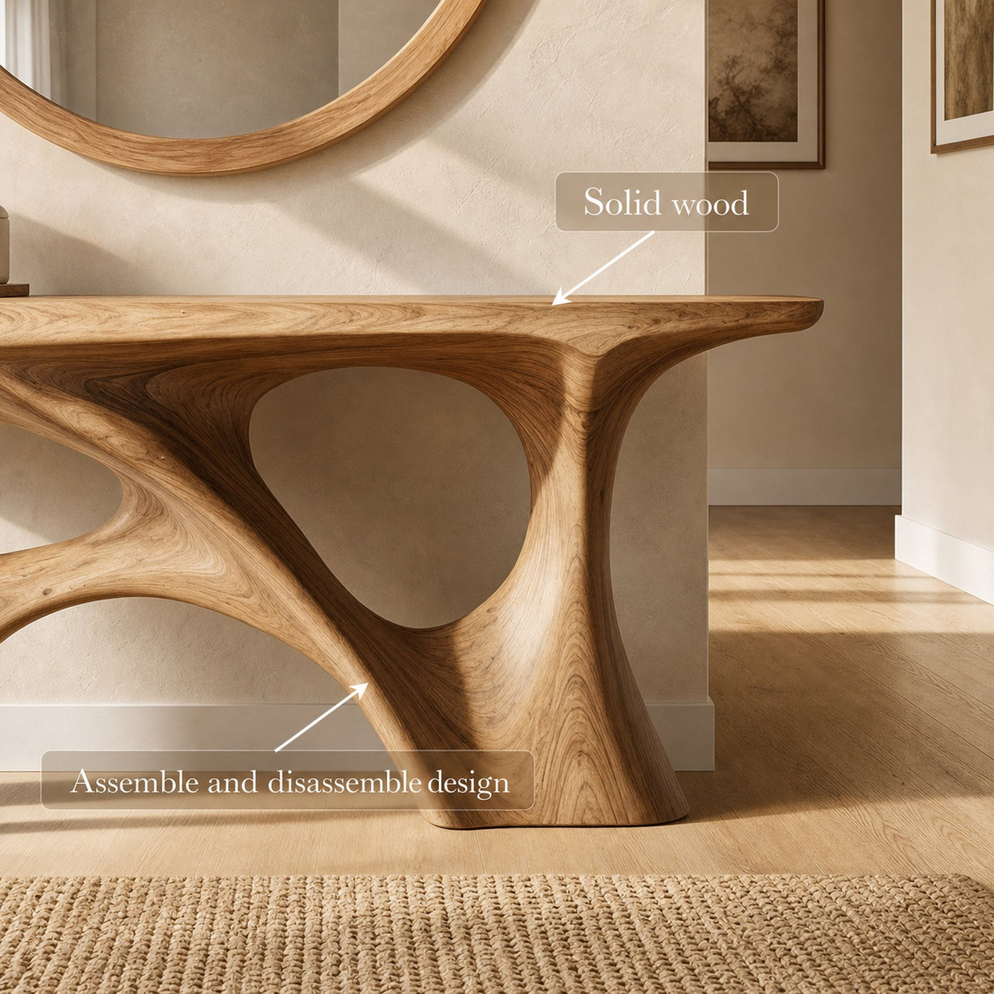 Organic Double Void Console Table Entryway Hallway Living Room - product view 5