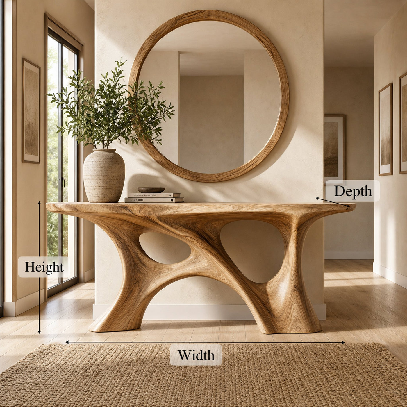 Organic Double Void Console Table Entryway Hallway Living Room - product view 6