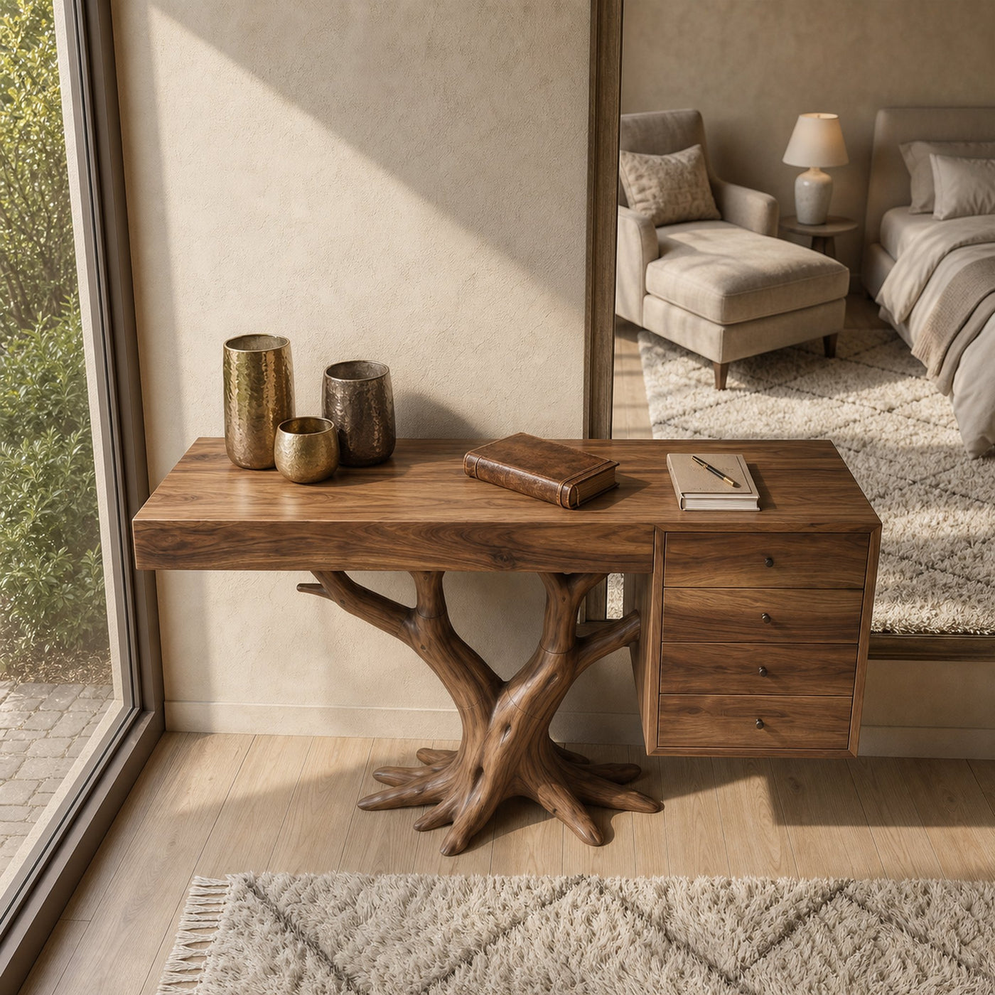 Organic Floating Console Table Designer Entryway - product view 2