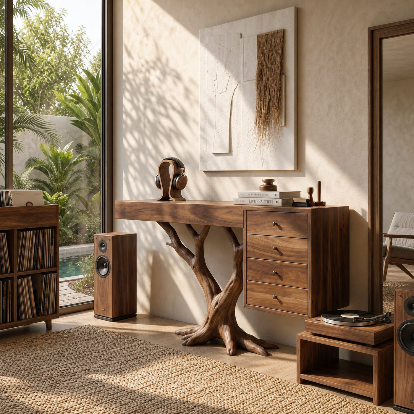 Organic Floating Console Table Designer Entryway - product view 6