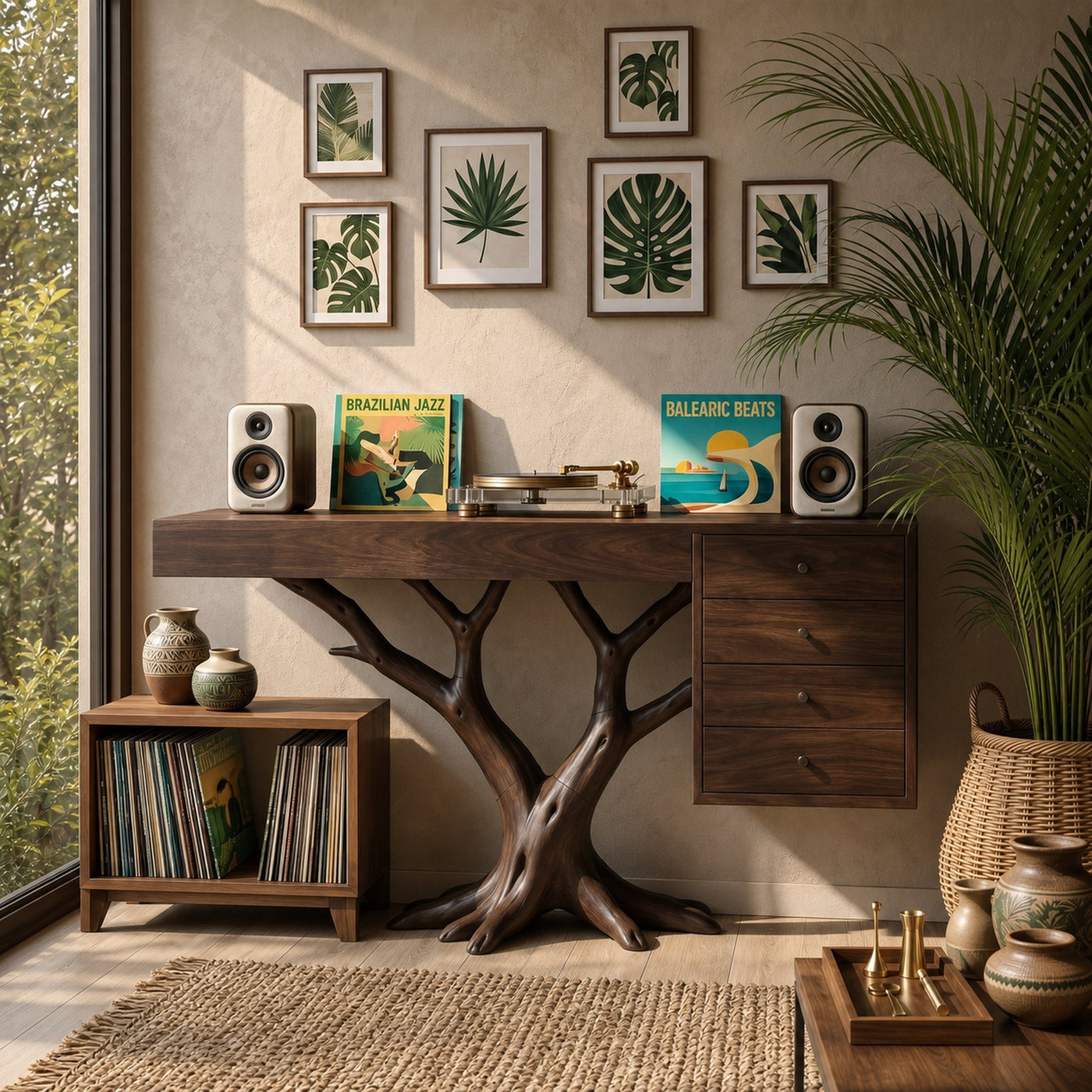 Organic Floating Console Table Designer Entryway - product view 7