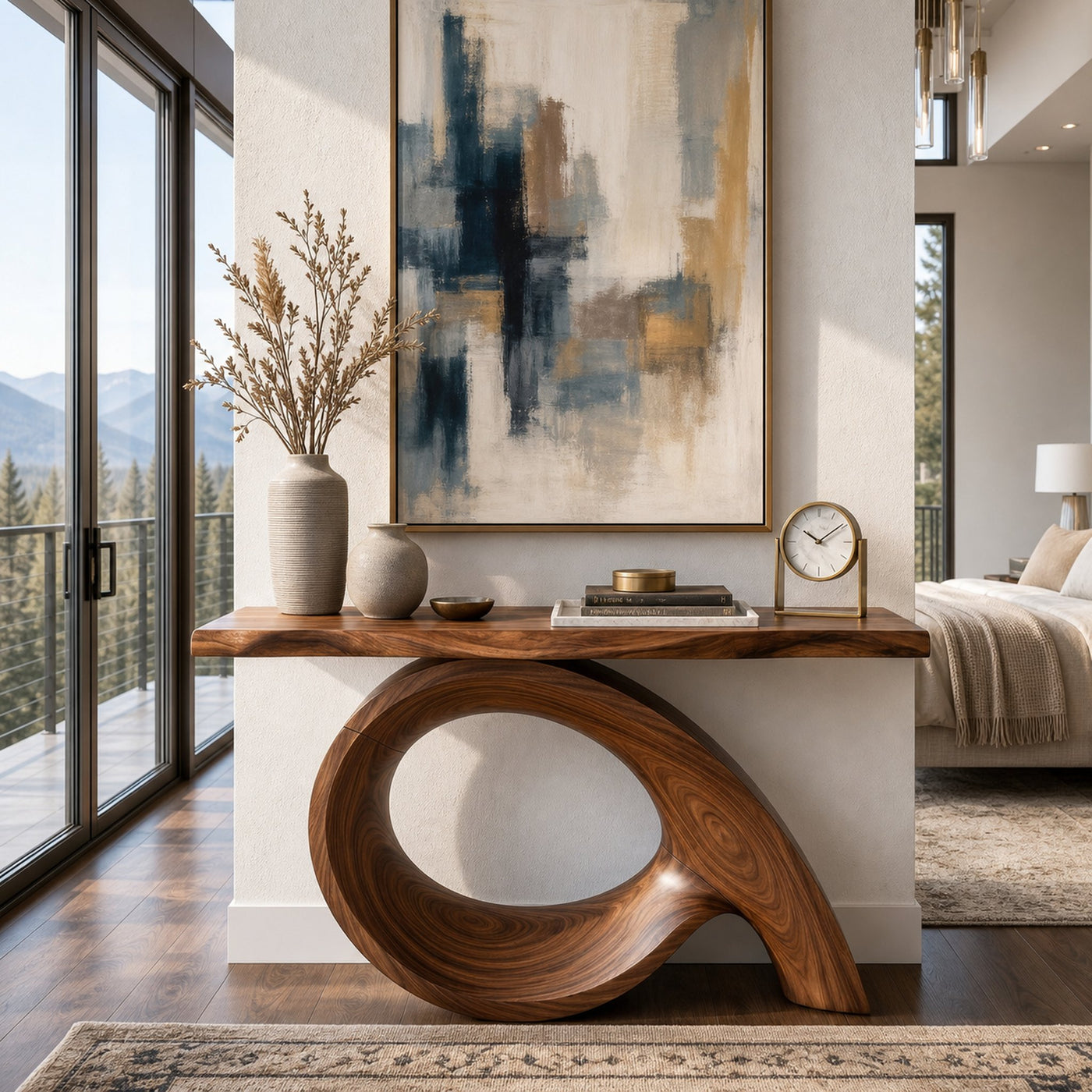 Organic Fluted Base Console Table Contemporary Entryway - product view 3