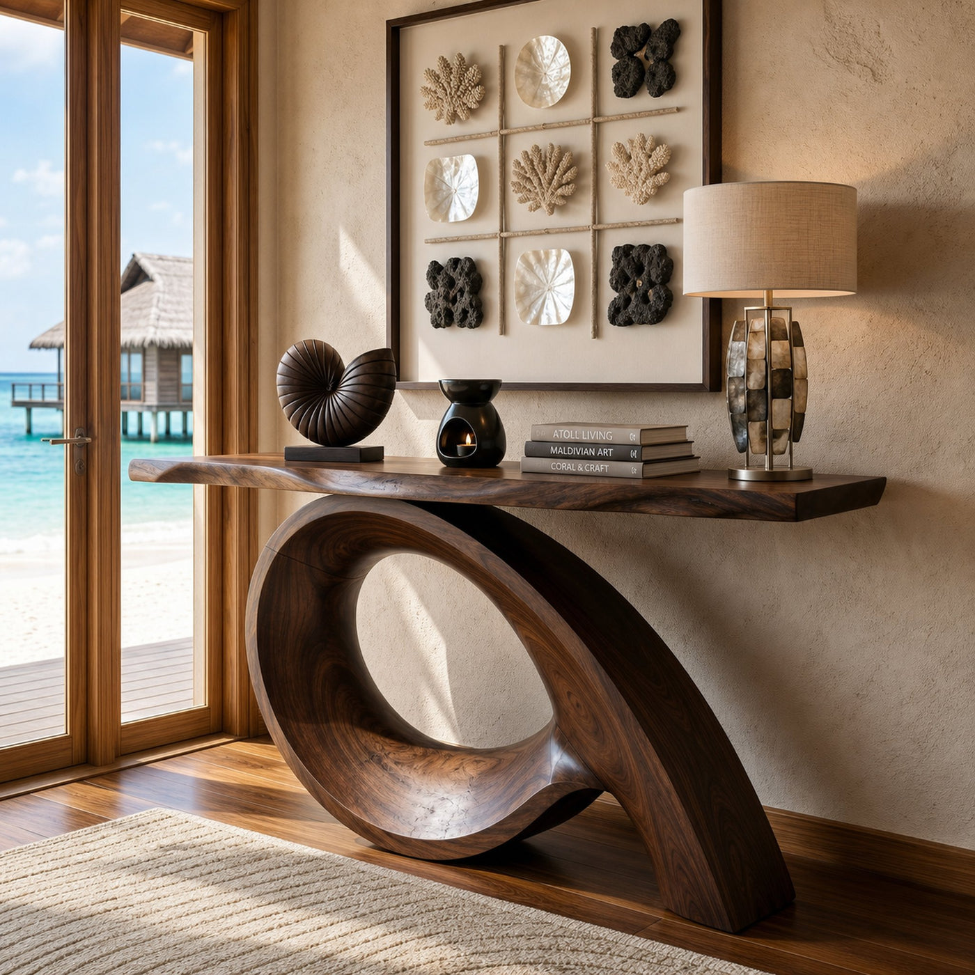 Organic Fluted Base Console Table Contemporary Entryway - product view 7