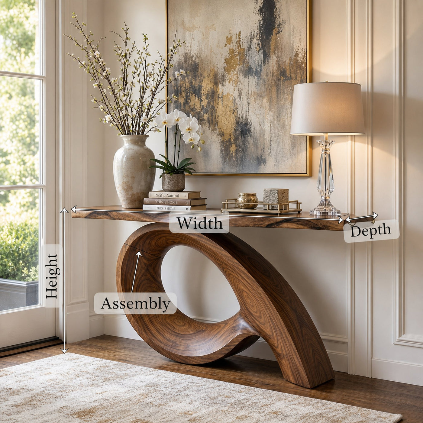 Organic Fluted Base Console Table Contemporary Entryway - product view 8