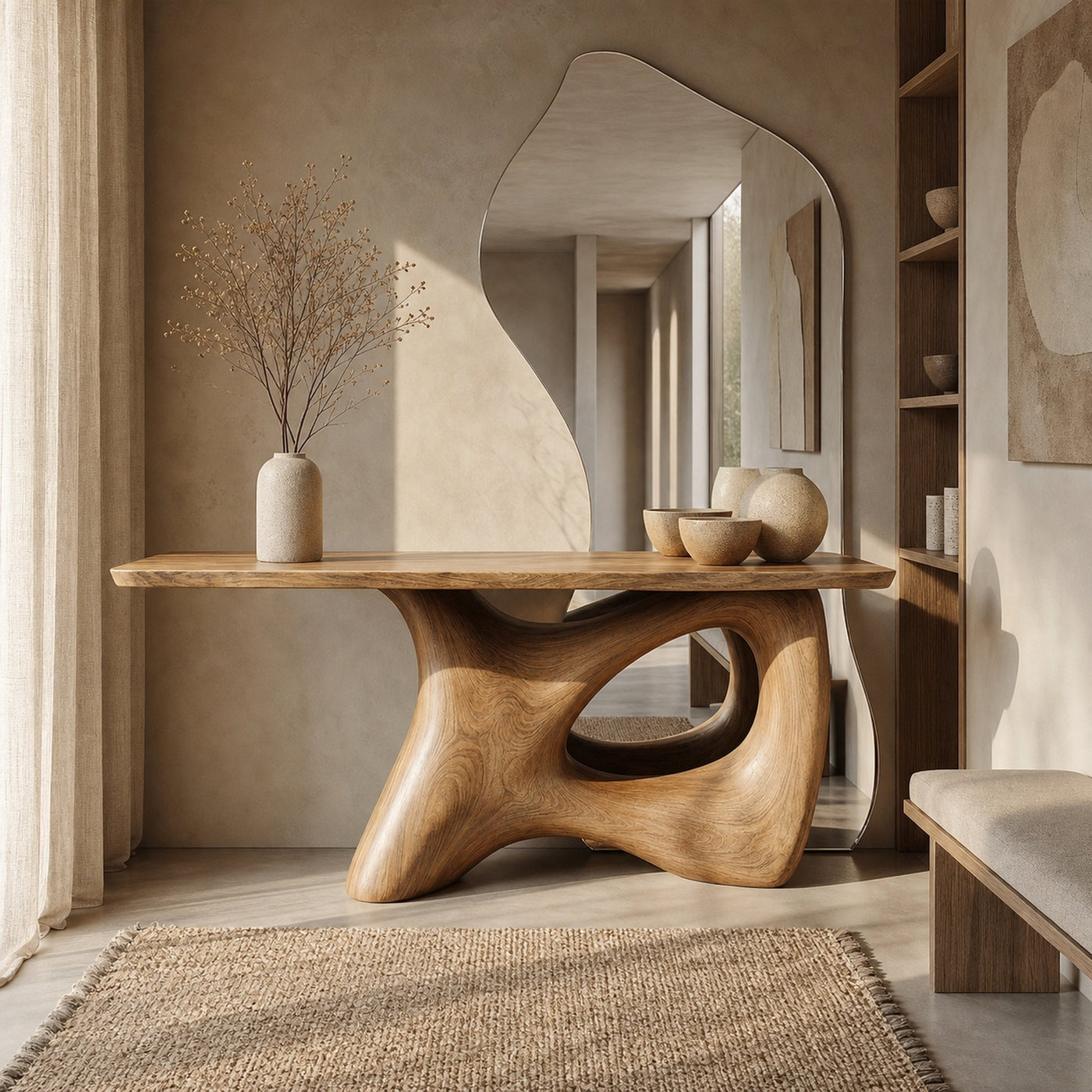 Organic Freeform Base Console Table Entryway Hallway Living Room