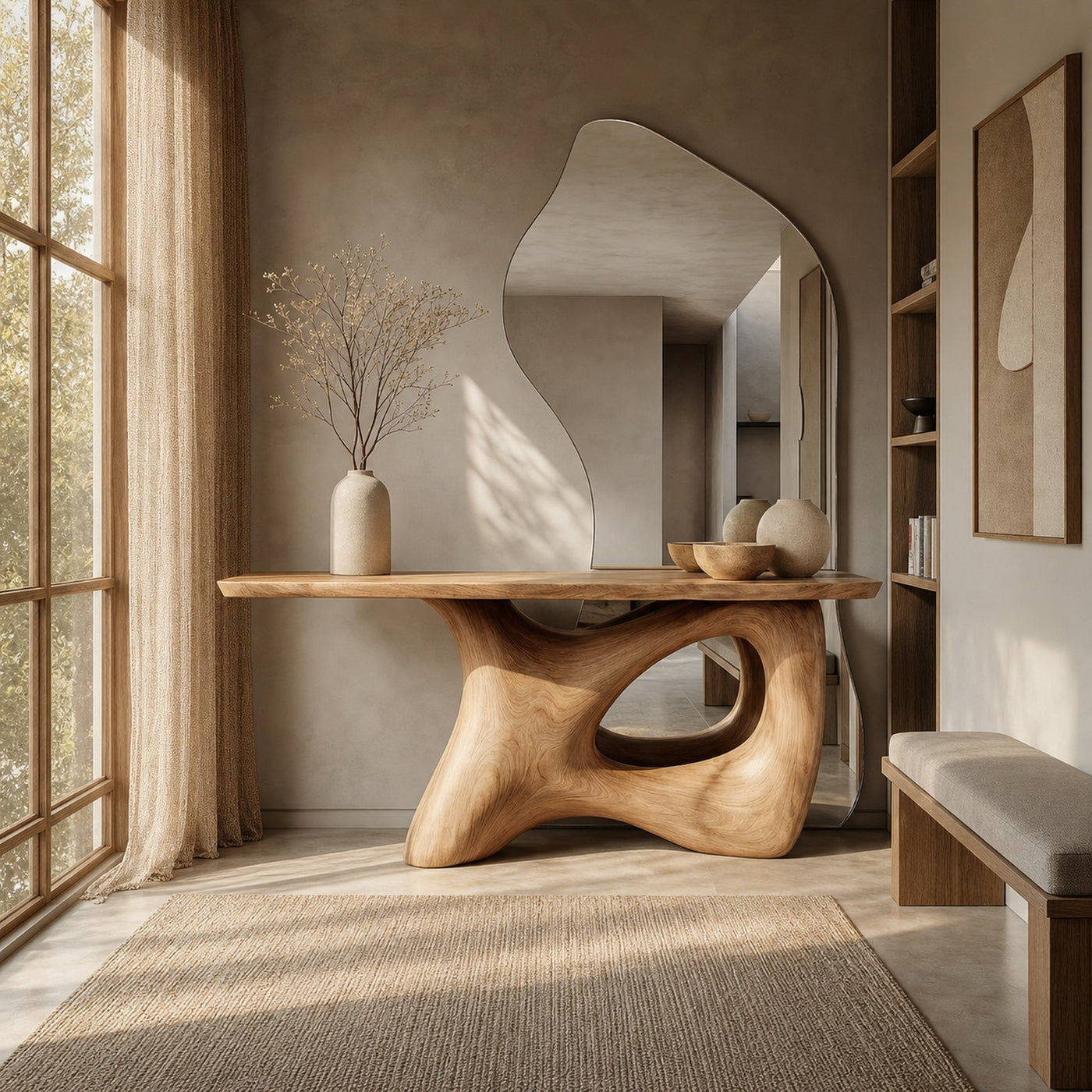 Organic Freeform Base Console Table Entryway Hallway Living Room - product view 2