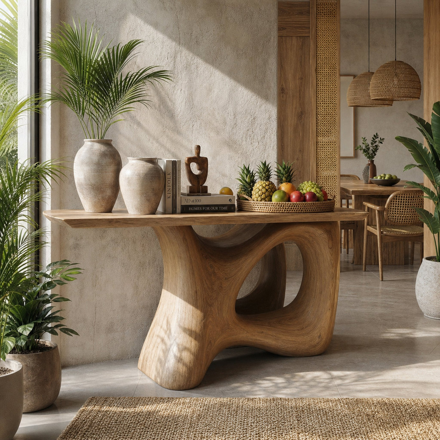 Organic Freeform Base Console Table Entryway Hallway Living Room - product view 3