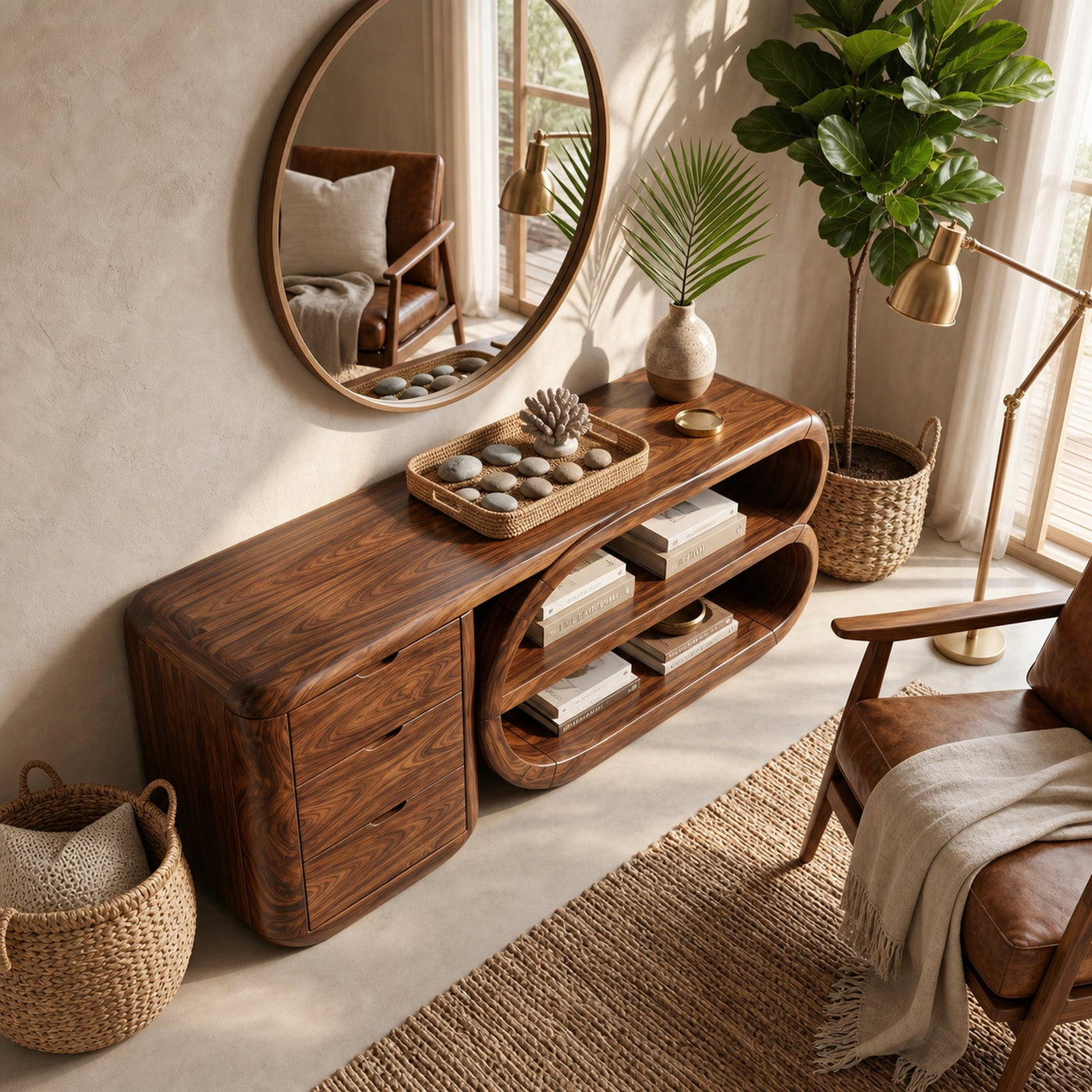 Organic Geometric Console Table Luxury Entryway - product view 2