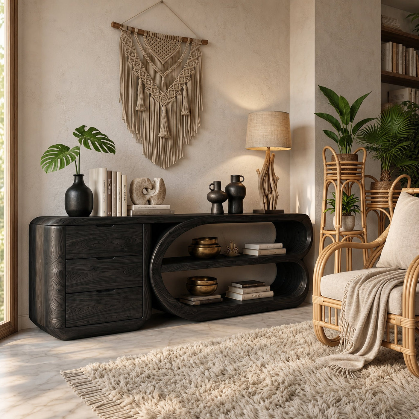 Organic Geometric Console Table Luxury Entryway - product view 4