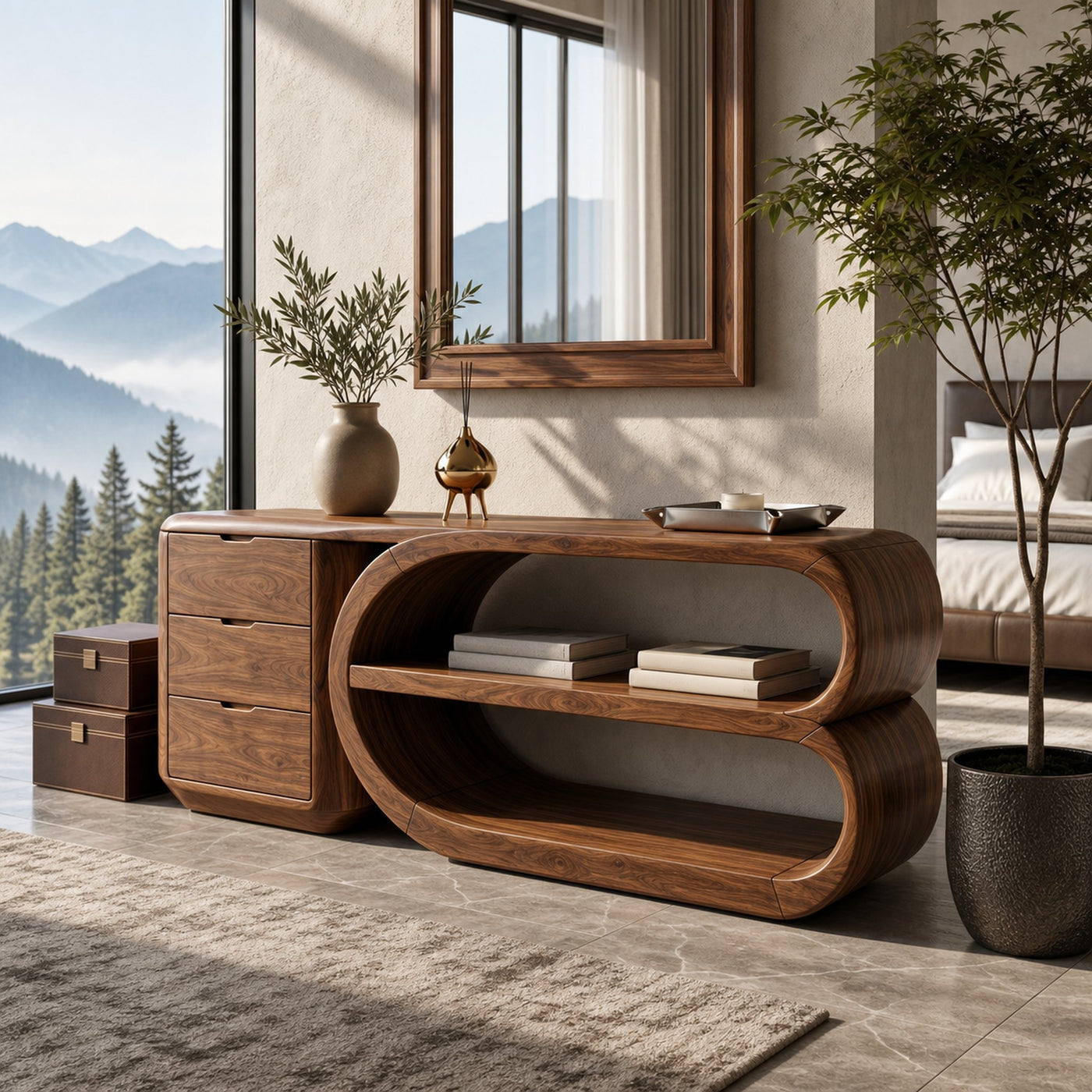 Organic Geometric Console Table Luxury Entryway - product view 6