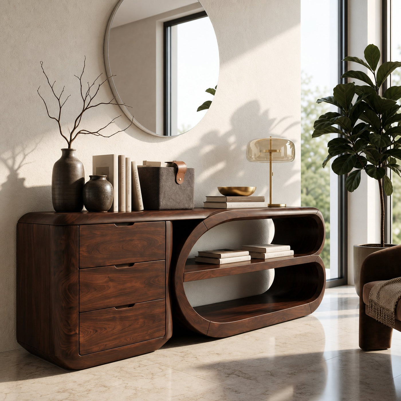 Organic Geometric Console Table Luxury Entryway - product view 7