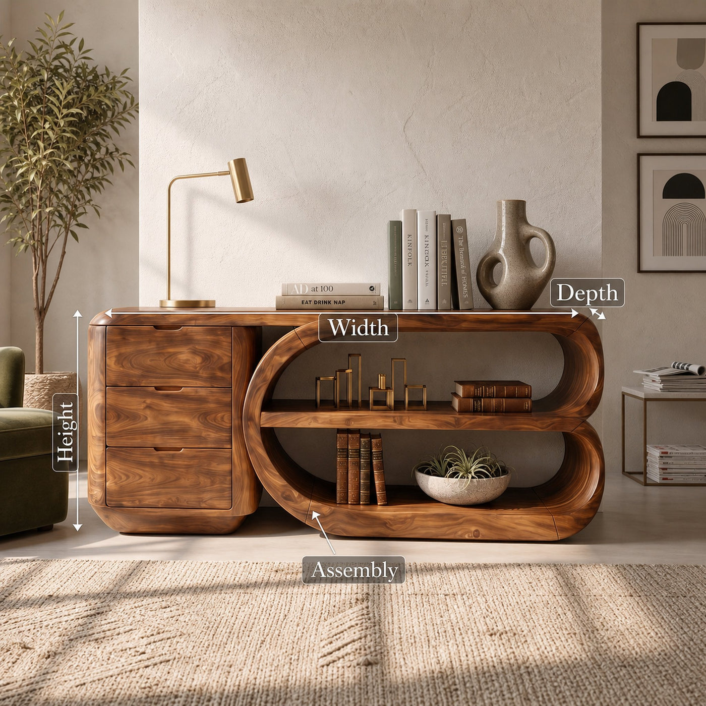 Organic Geometric Console Table Luxury Entryway - product view 8