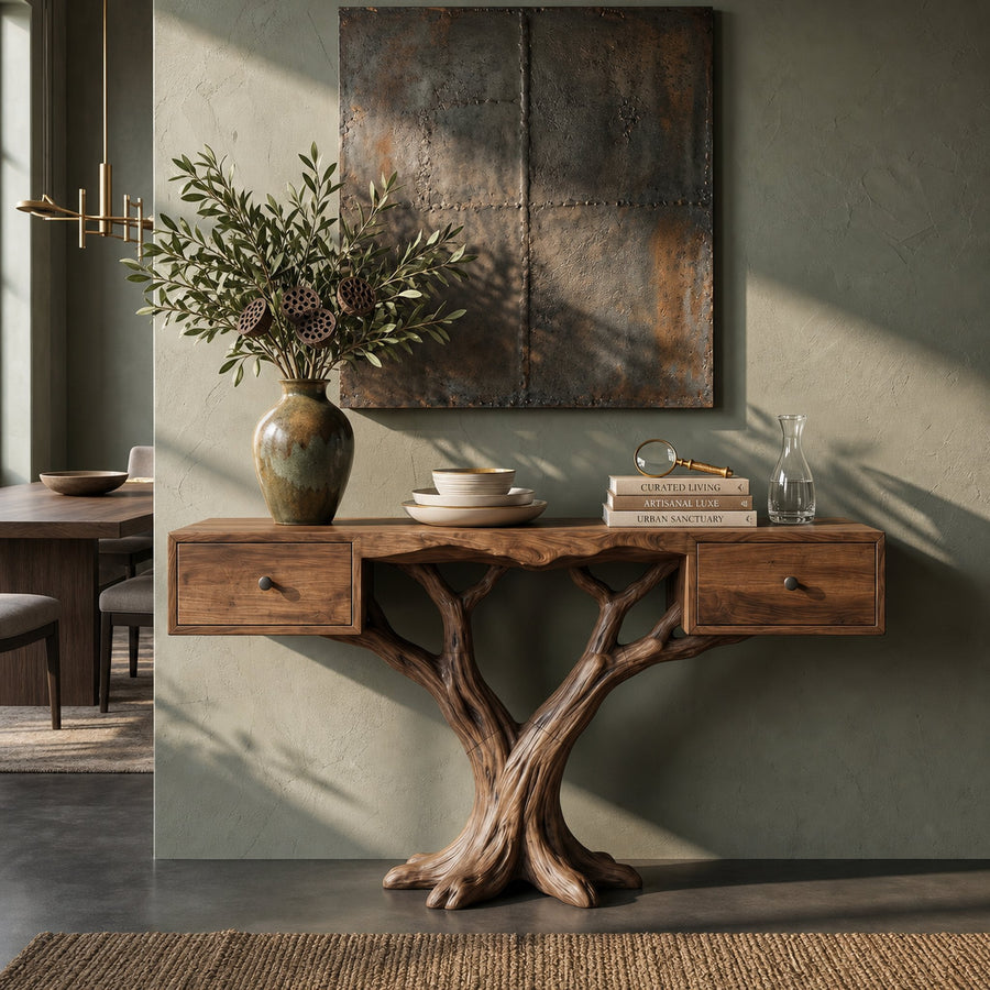 Organic Live Edge Console Table Contemporary Hallway