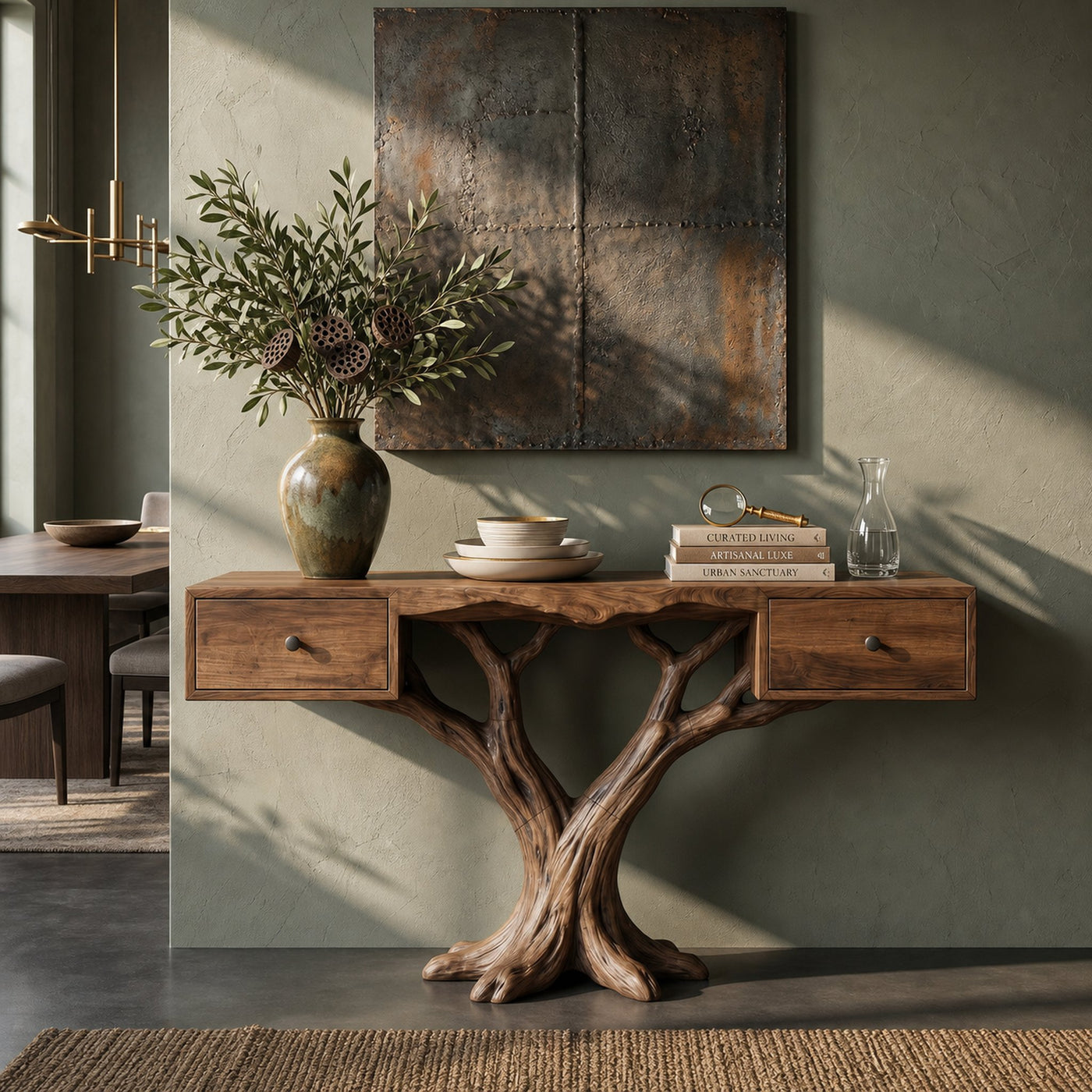 Organic Live Edge Console Table Contemporary Hallway