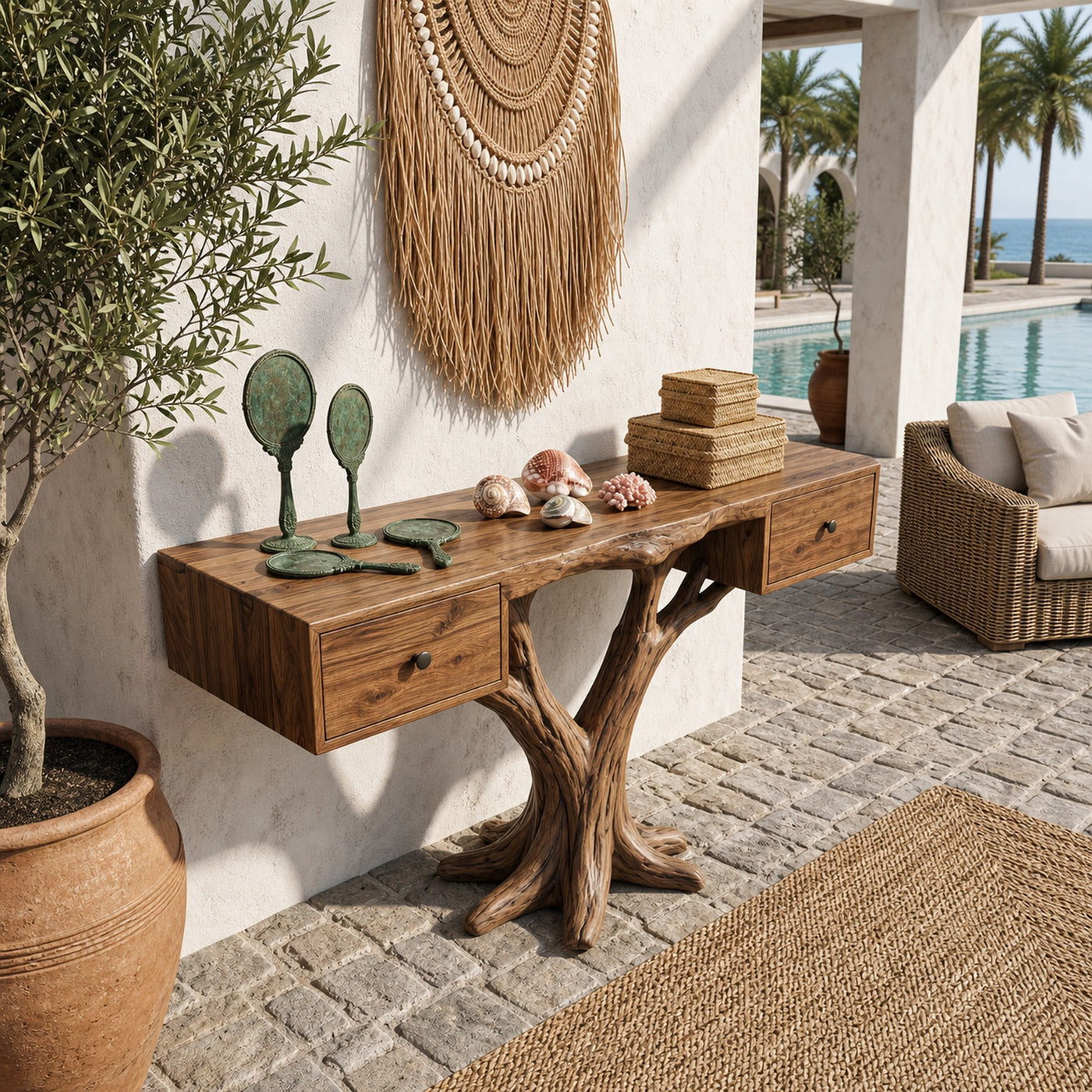 Organic Live Edge Console Table Contemporary Hallway - product view 2