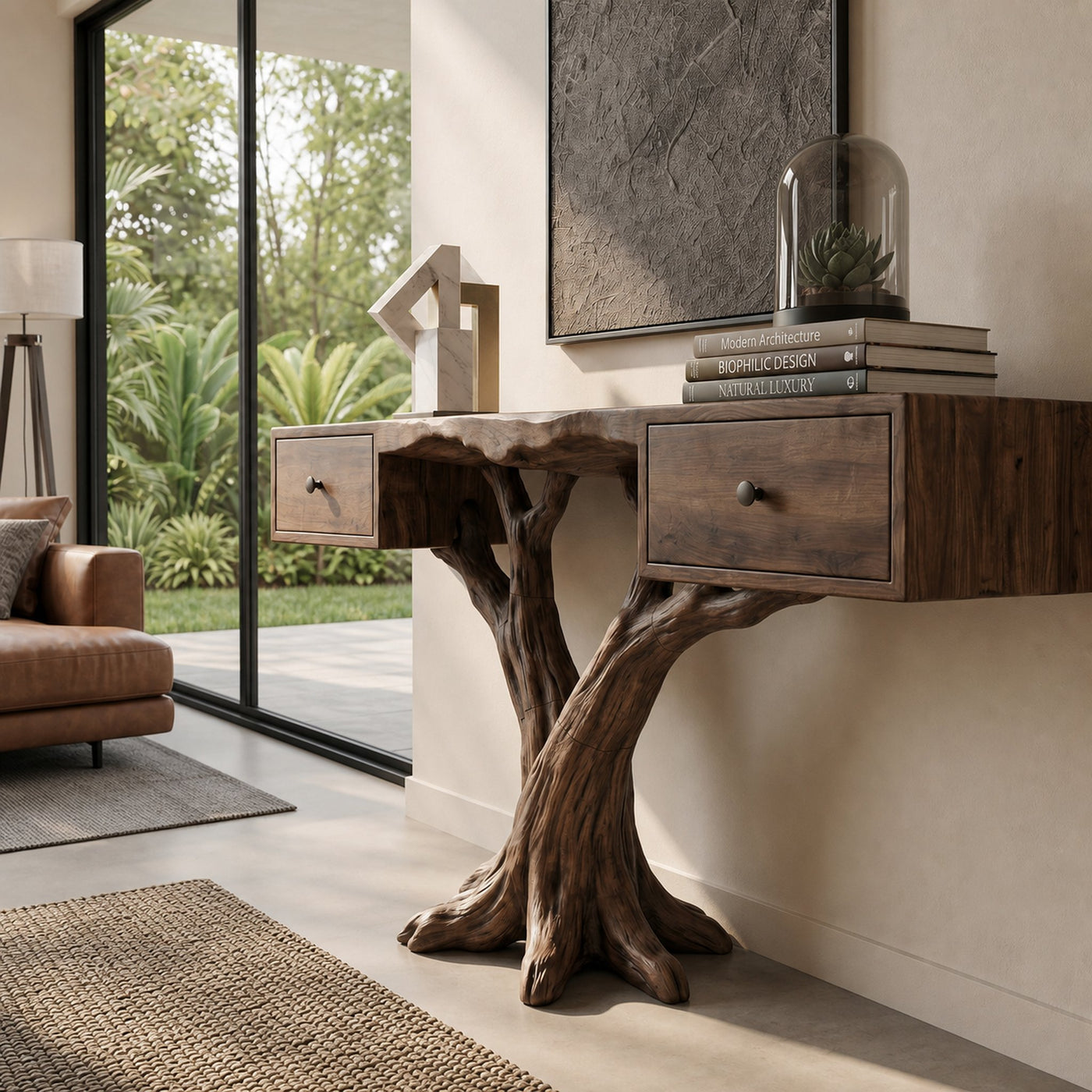 Organic Live Edge Console Table Contemporary Hallway - product view 3