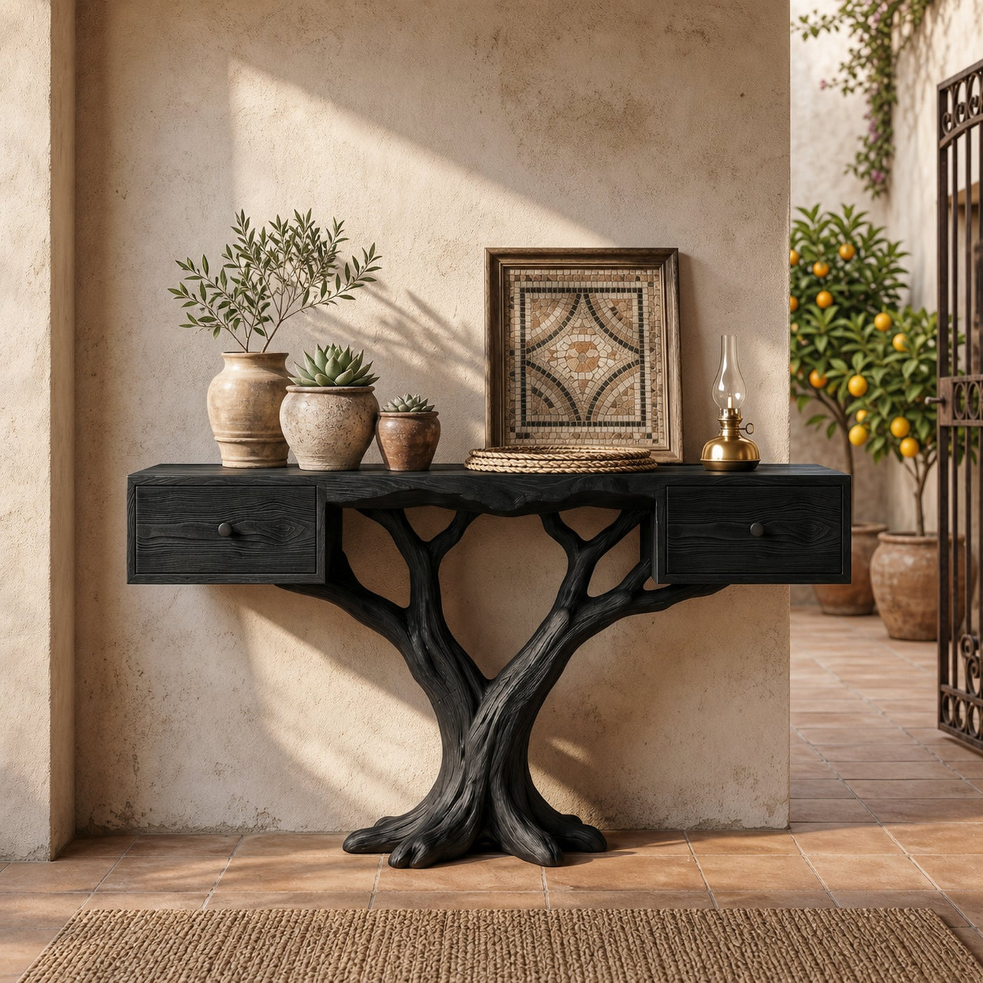 Organic Live Edge Console Table Contemporary Hallway - product view 4