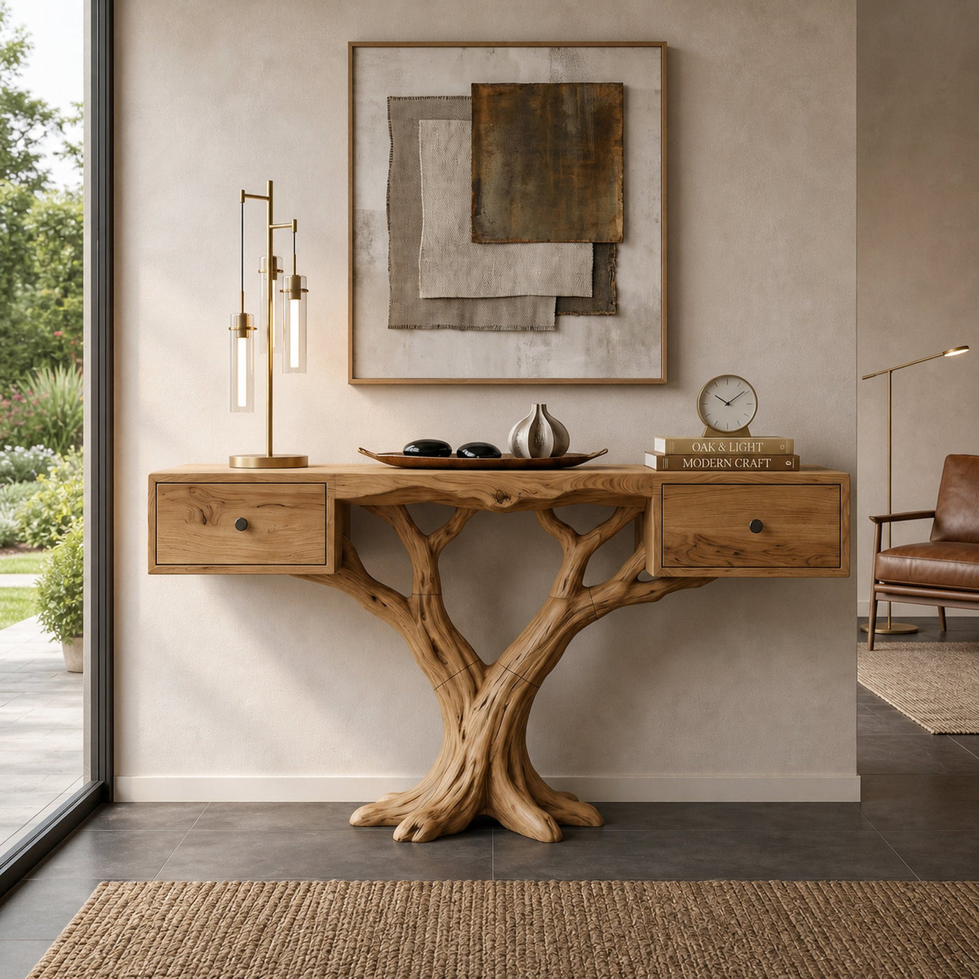 Organic Live Edge Console Table Contemporary Hallway - product view 5