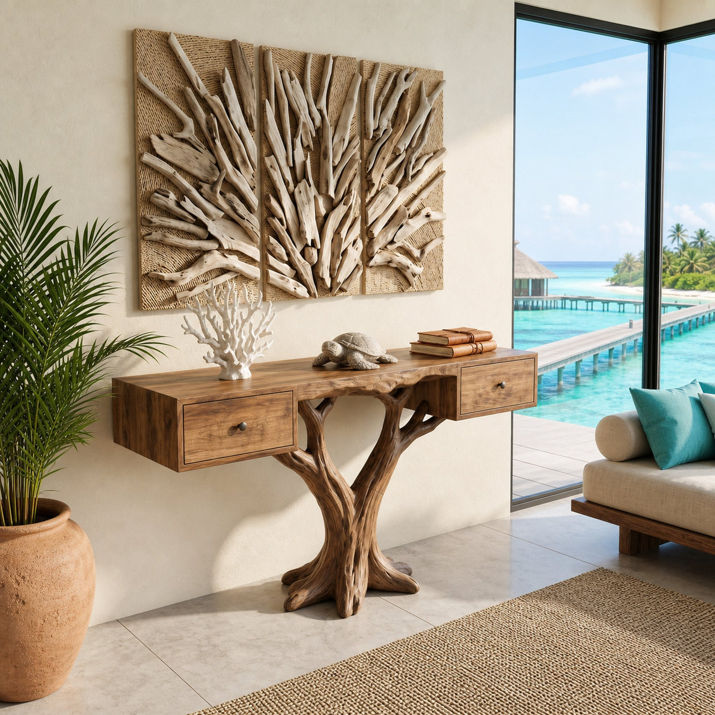 Organic Live Edge Console Table Contemporary Hallway - product view 6