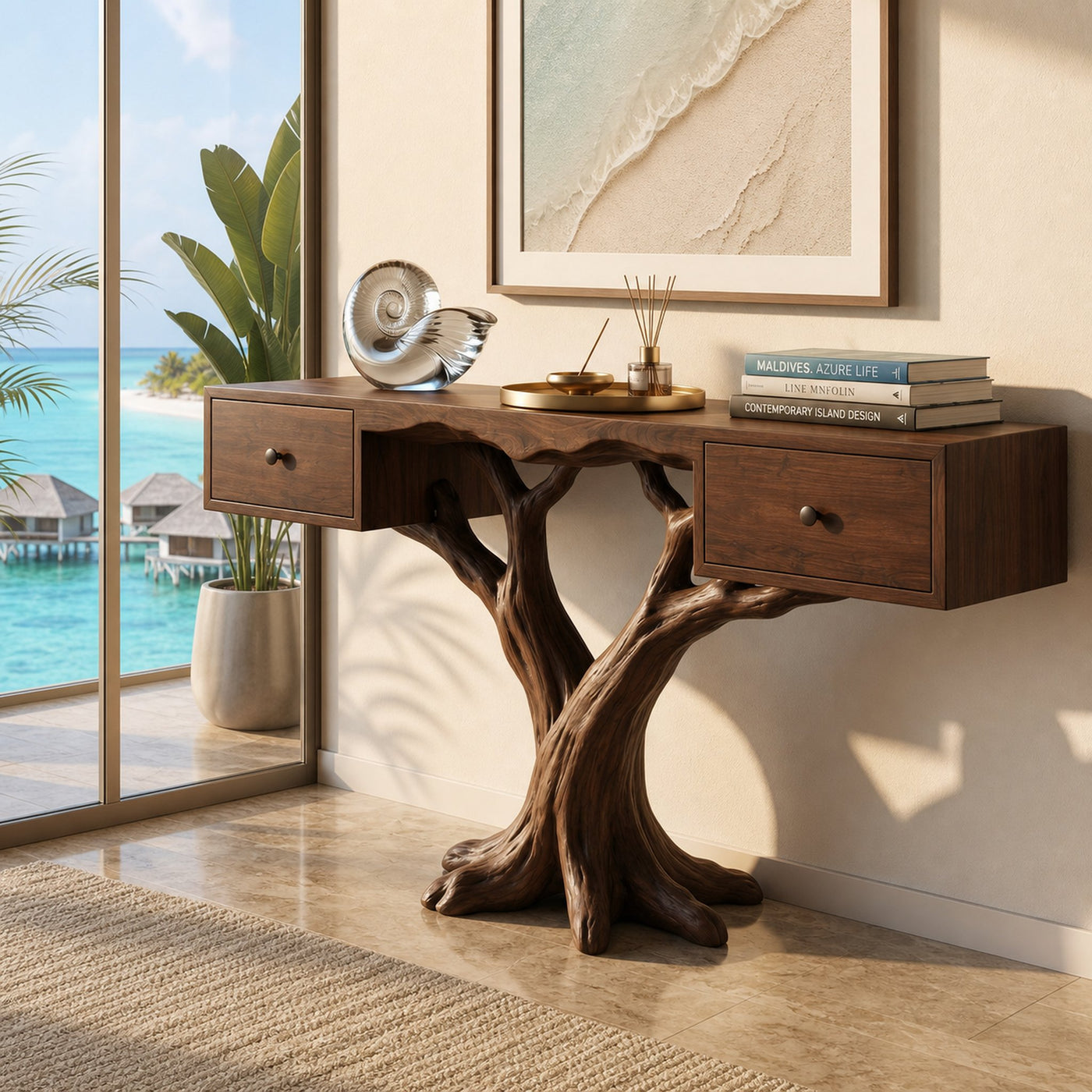 Organic Live Edge Console Table Contemporary Hallway - product view 7