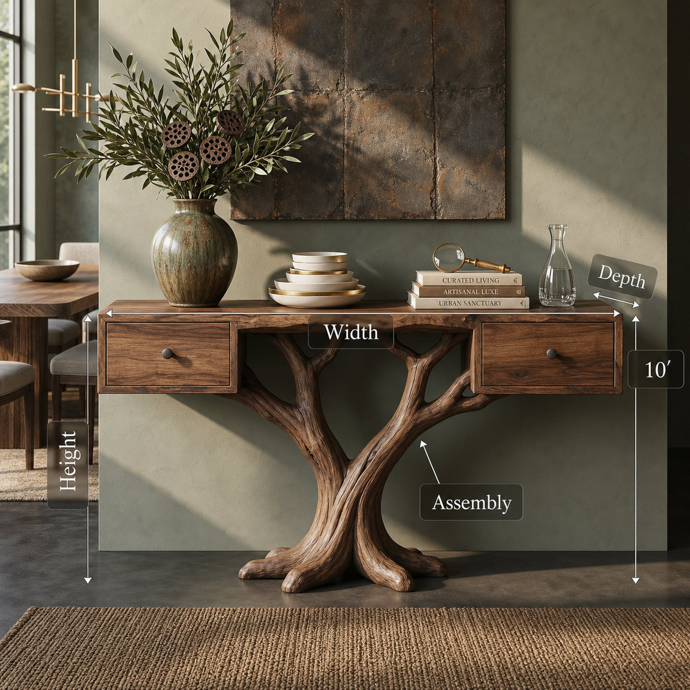 Organic Live Edge Console Table Contemporary Hallway - product view 8