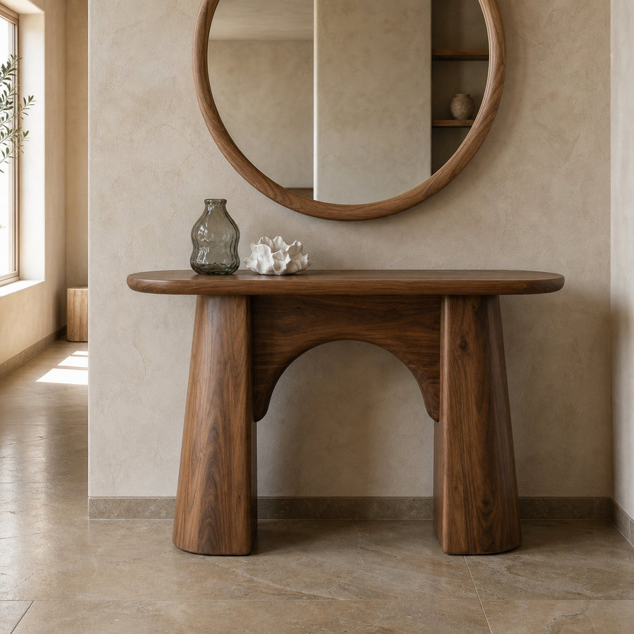 Organic Minimalist Console Table Solid Wood Living Room