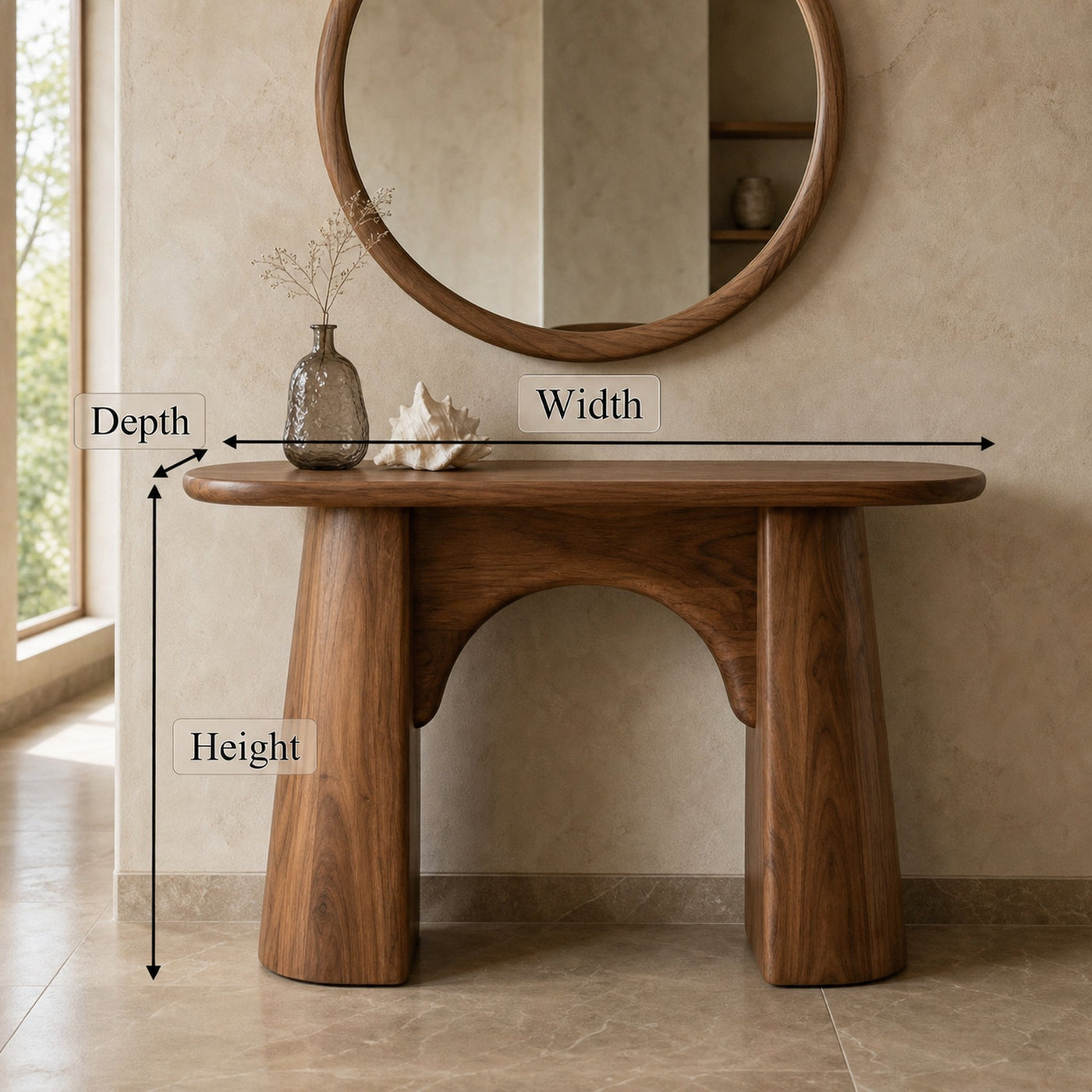 Organic Minimalist Console Table Solid Wood Living Room - product view 6