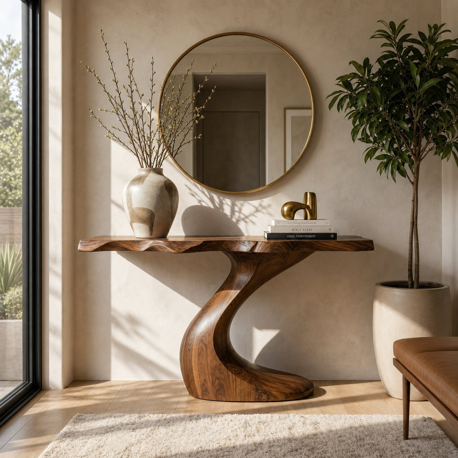 Organic Modern Console Table For Living Room Hallway